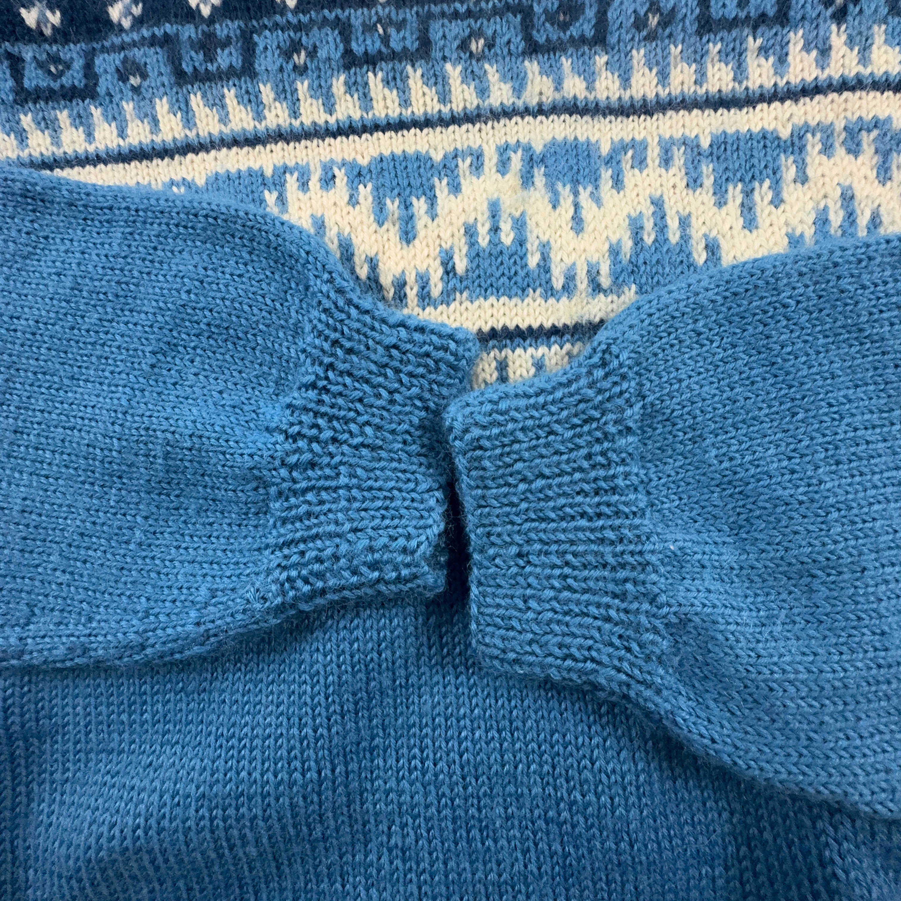 Maglione Vintage azzurro e bianco geometrico anni 80 90 - Taglia M uomo