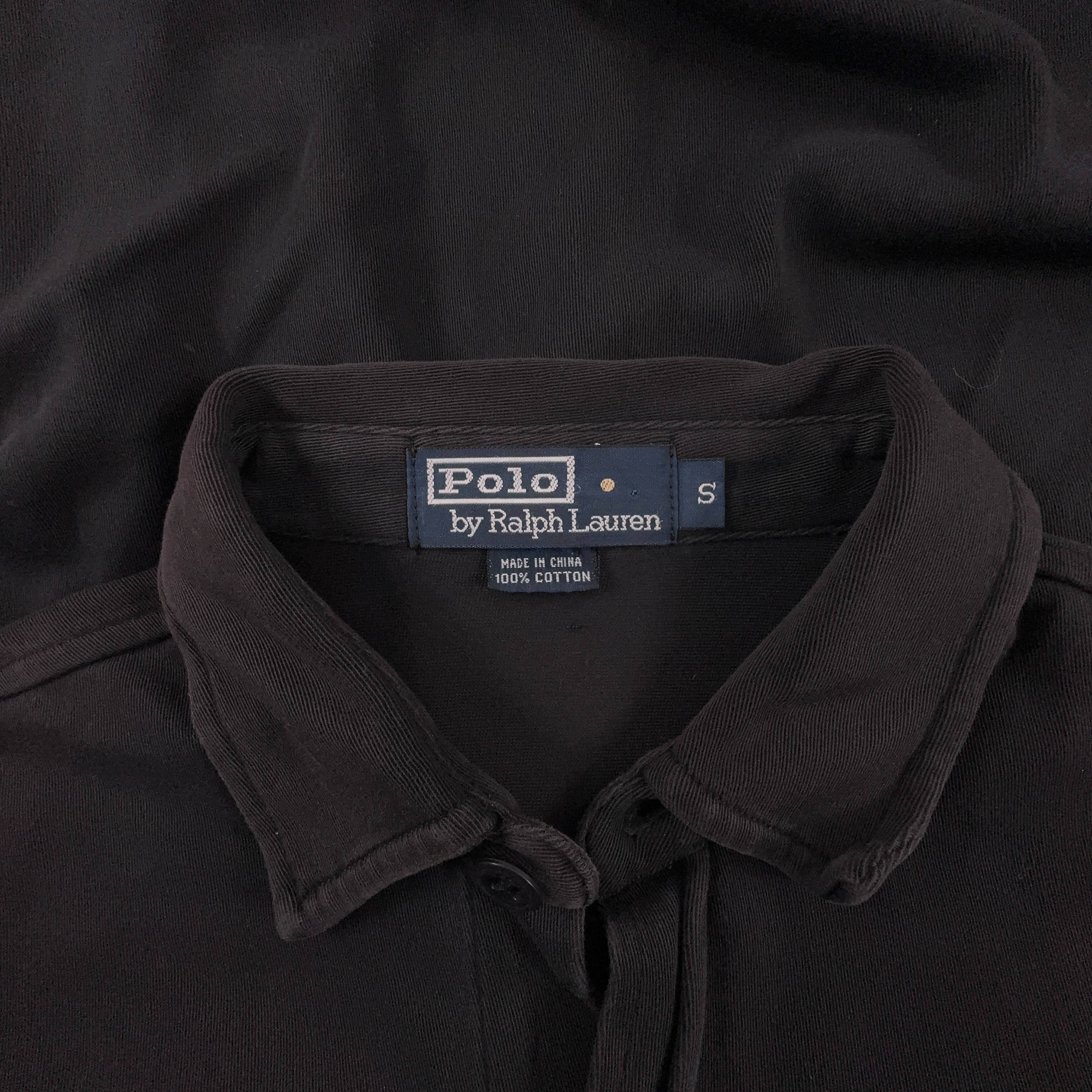 Camicia Ralph Lauren nera a tinta unita con tasche in cotone - Taglia S uomo