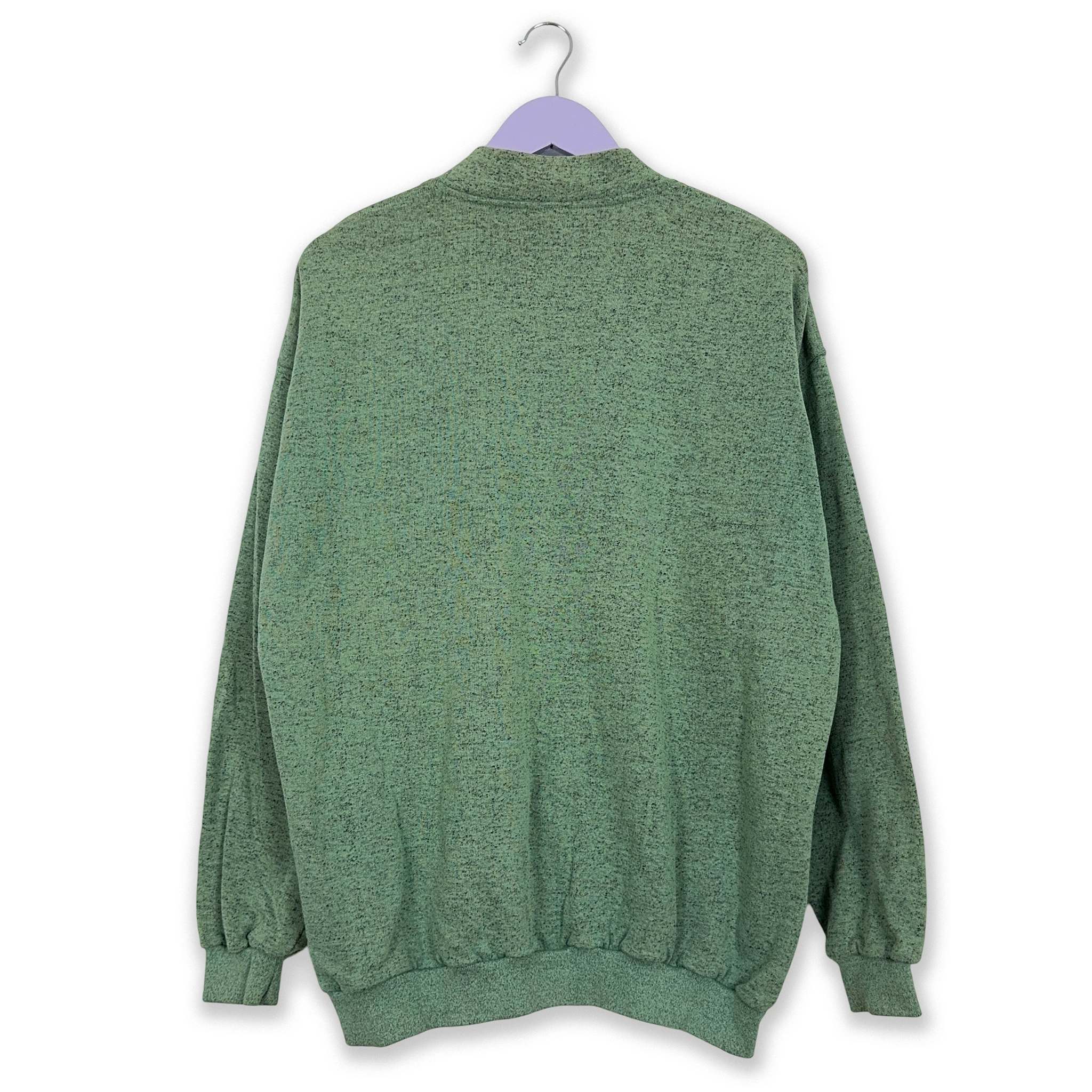 Aqua Green Vintage Cardigan with Buttons and Embroidery - Size L Men