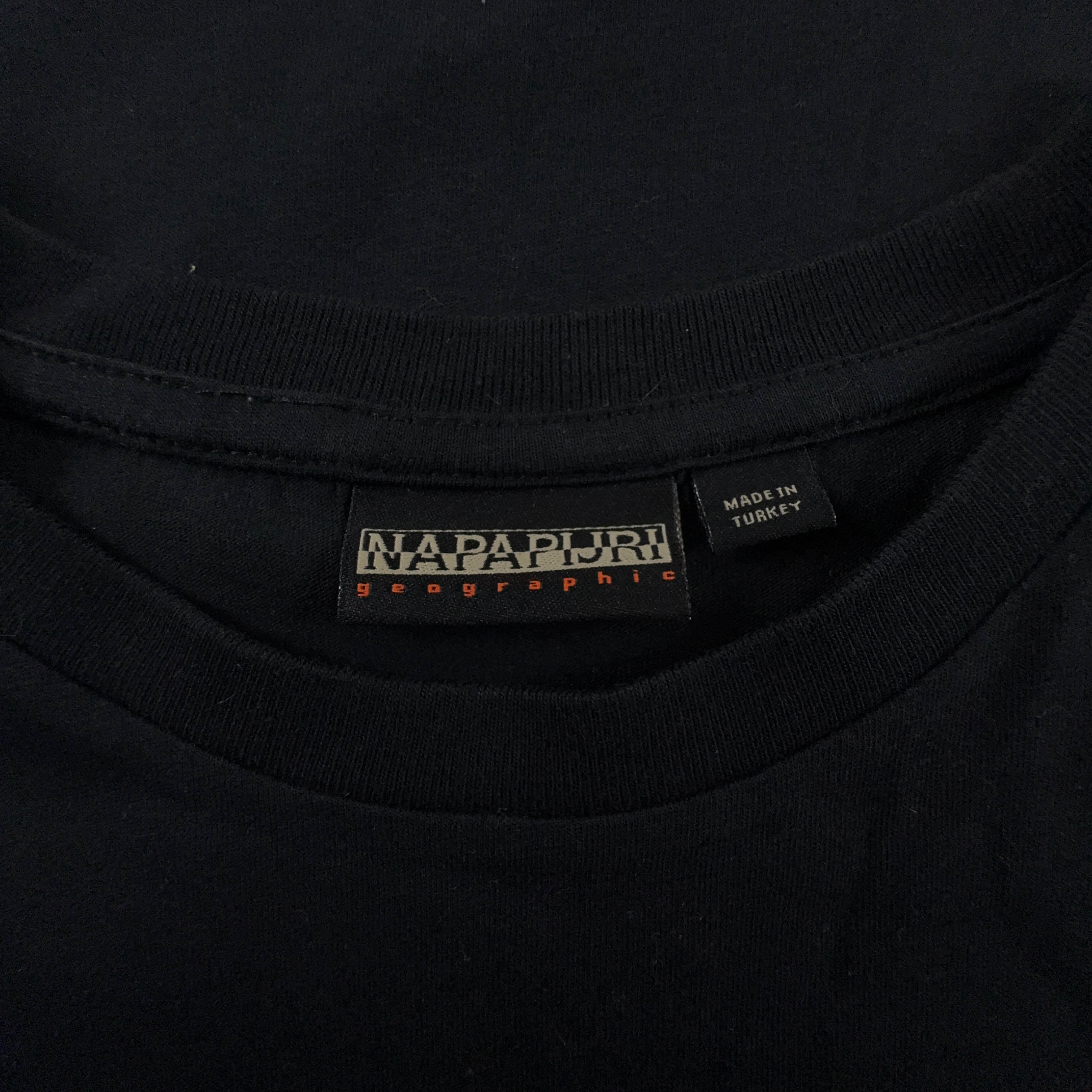 Napapijri Black Crew Neck Cotton T-Shirt - Men's Size S