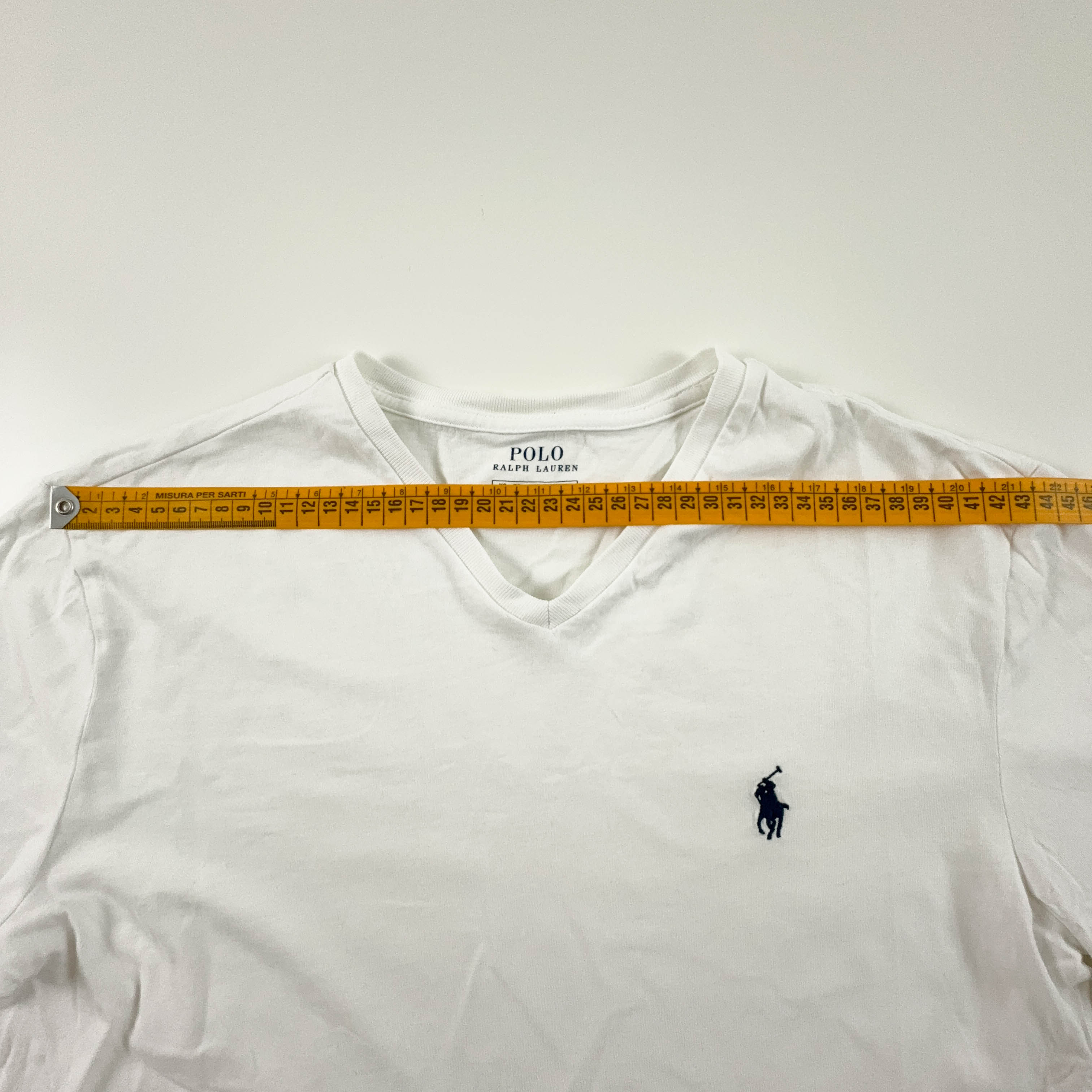 Ralph Lauren White Cotton V-Neck T-Shirt - Men's Size S