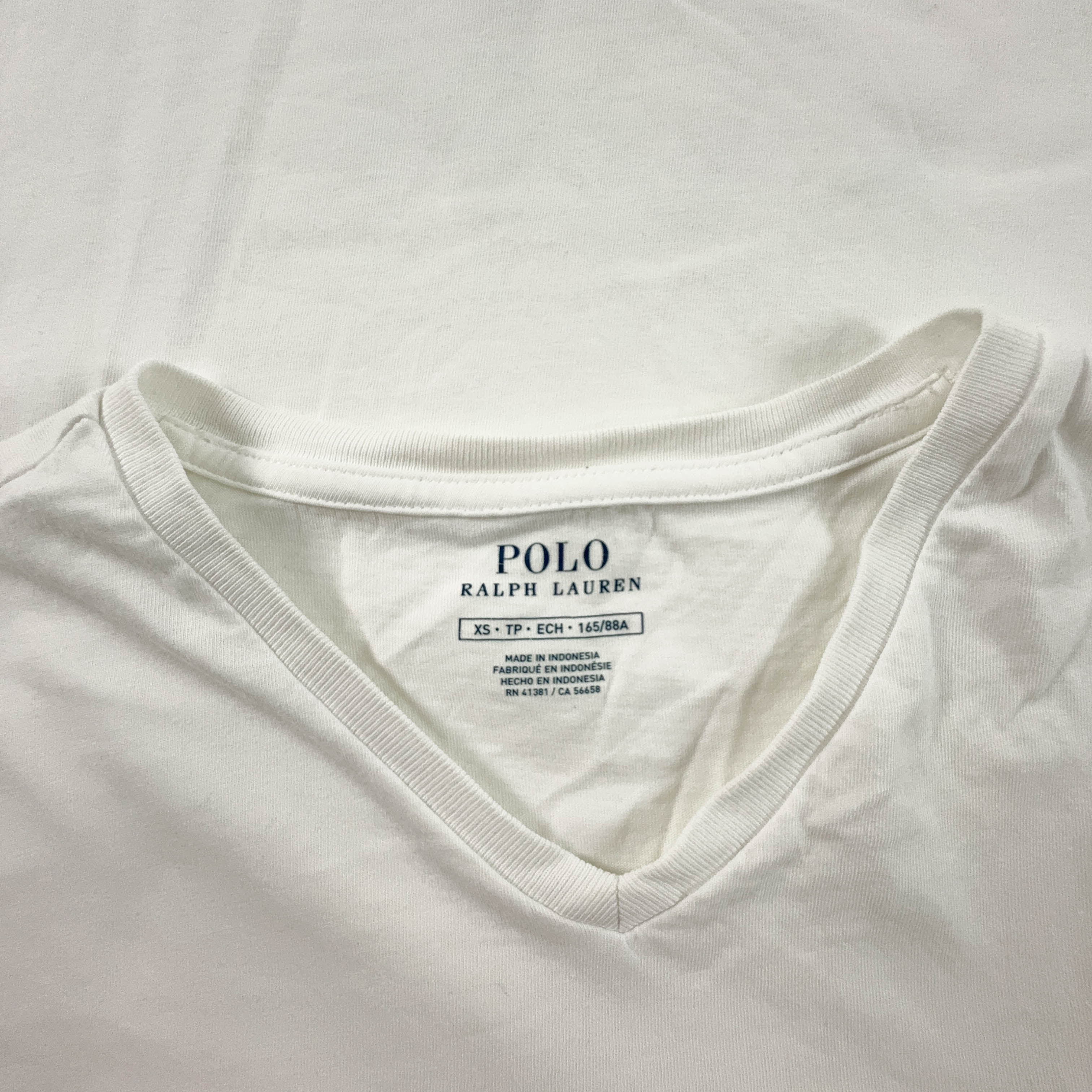 Ralph Lauren White Cotton V-Neck T-Shirt - Men's Size S