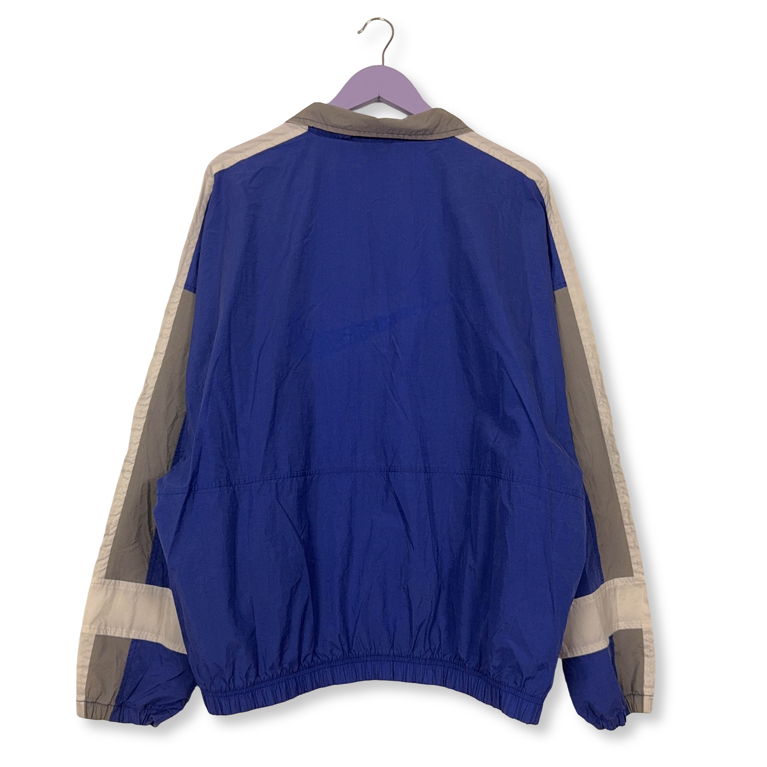 Giacca a vento Nike Vintage blu e grigia con zip intera anni 80 90 - Taglia XL uomo