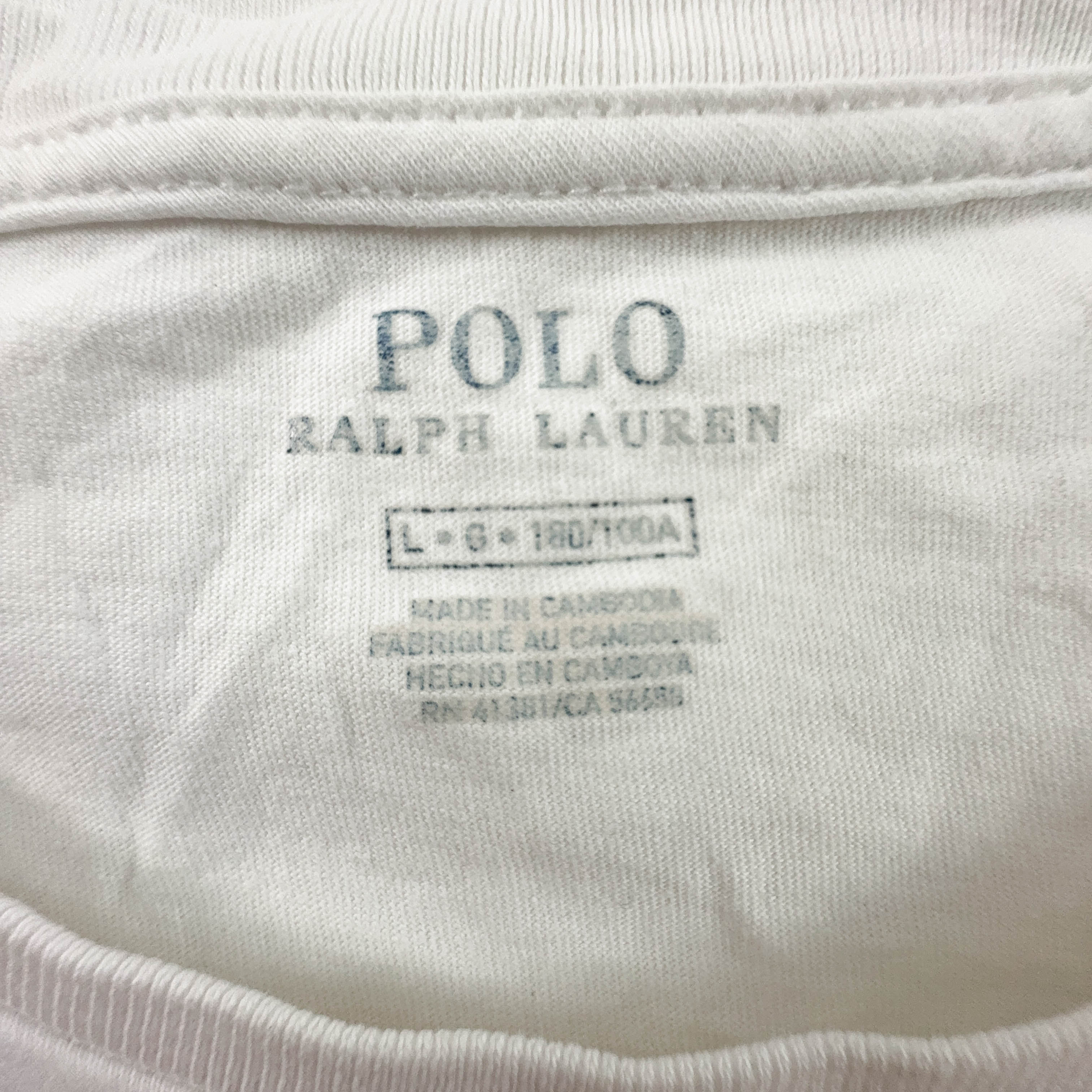 Ralph Lauren White Crew Neck Cotton T-Shirt - Men's Size M/L