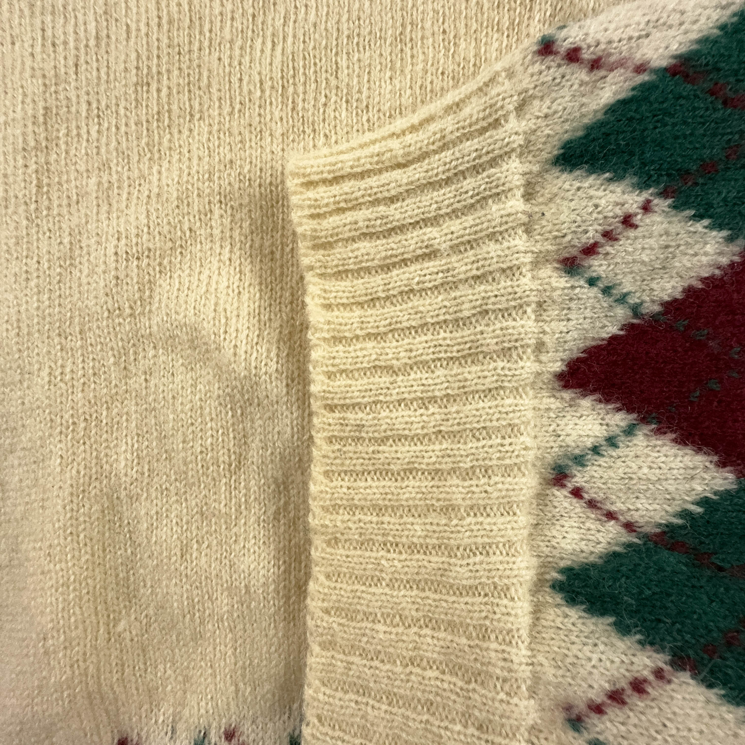 Sergio Tacchini Vintage 100% Wool Cream Button Up Sweater - Size L Men