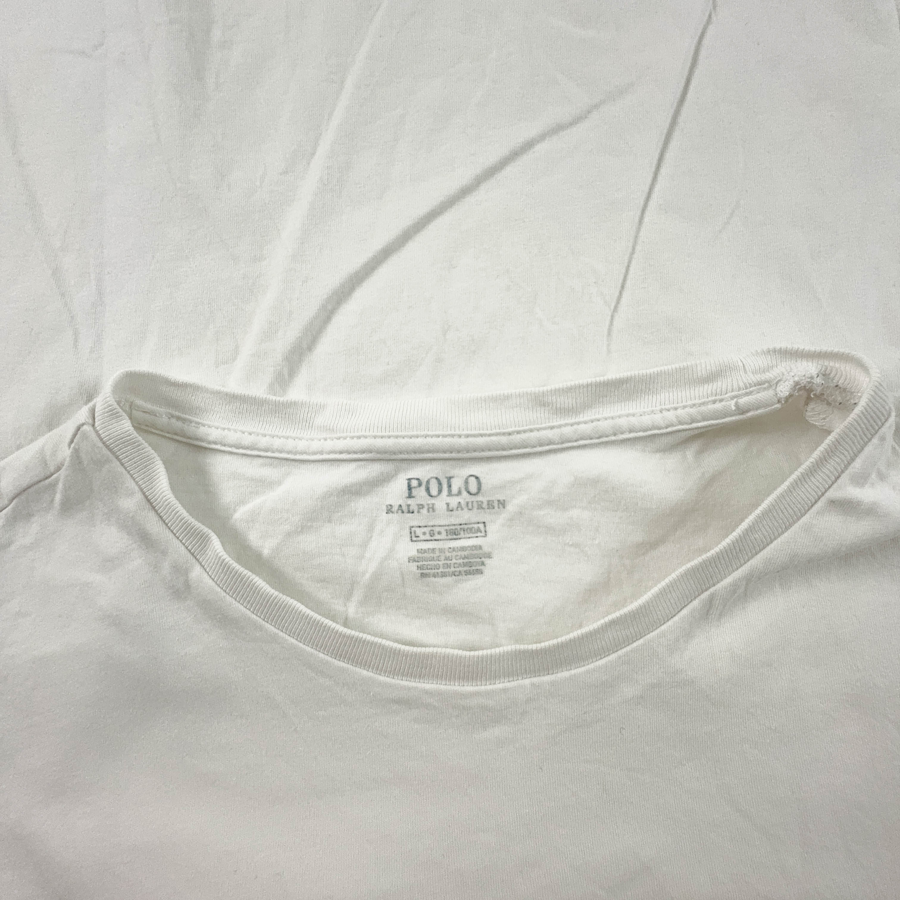 Ralph Lauren White Crew Neck Cotton T-Shirt - Men's Size M/L