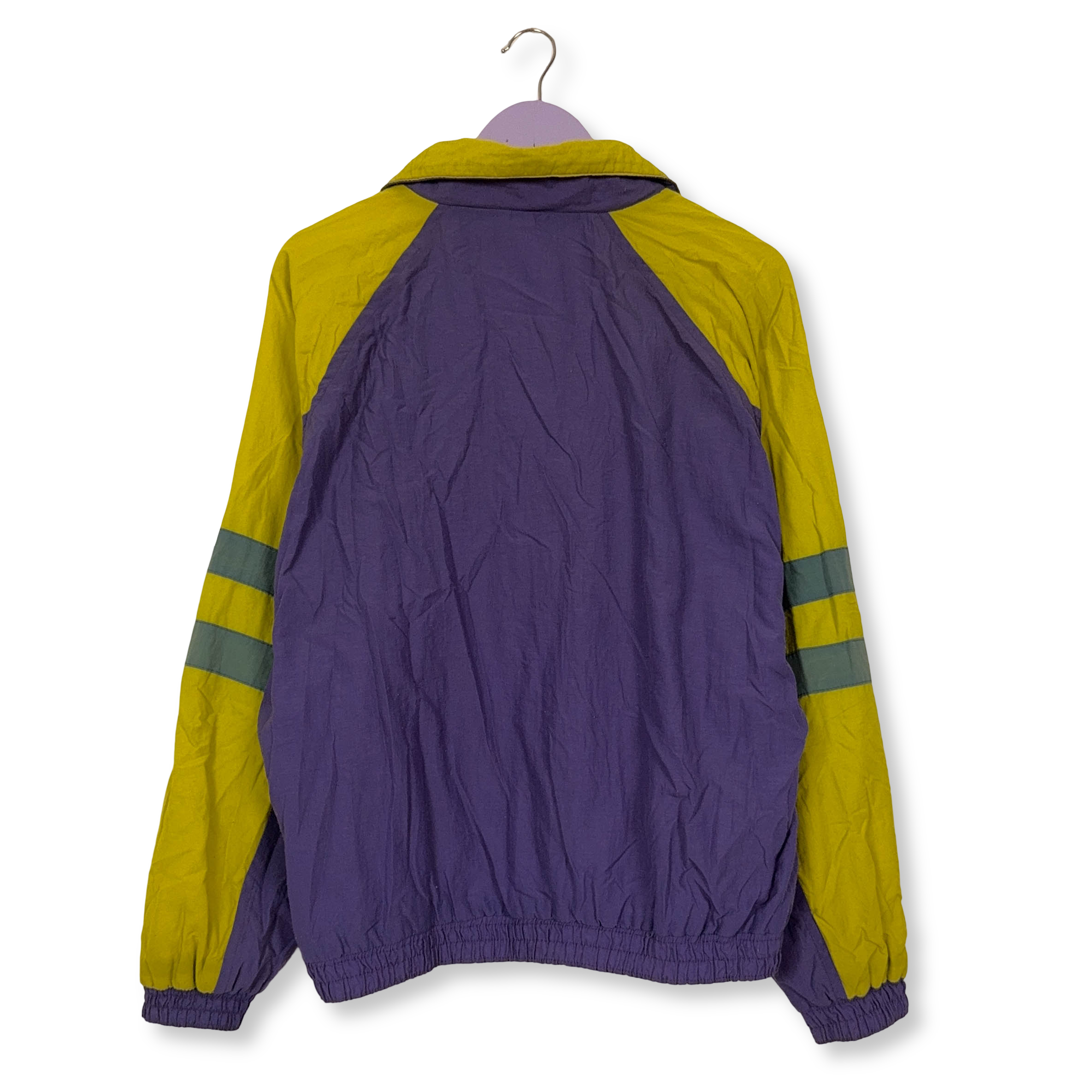 Giacca a vento Vintage gialla e viola con ricamo quarter zip anni 80 90 - Taglia 48 5 uomo