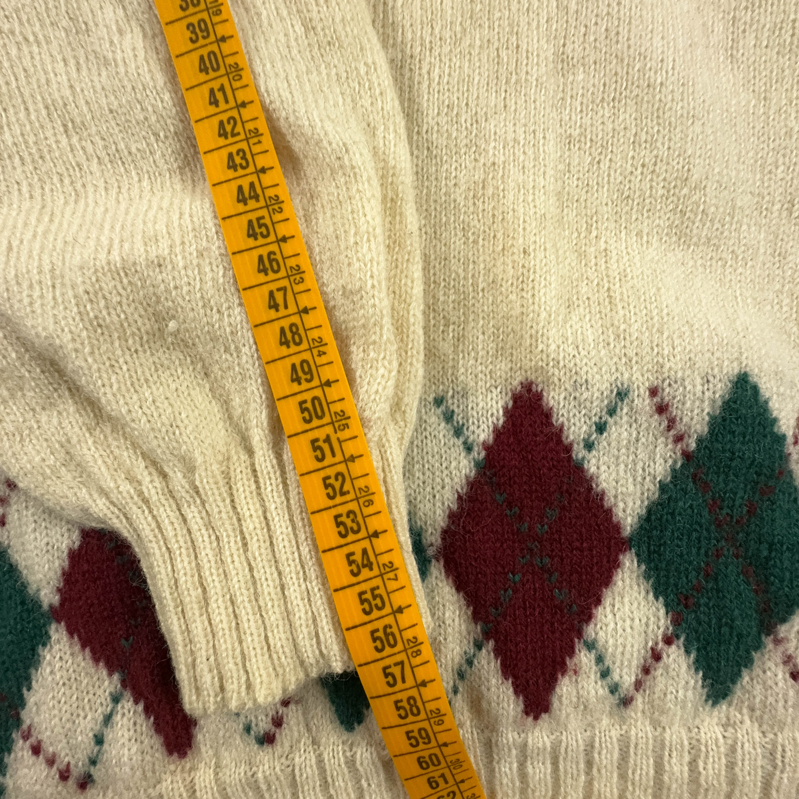 Sergio Tacchini Vintage 100% Wool Cream Button Up Sweater - Size L Men