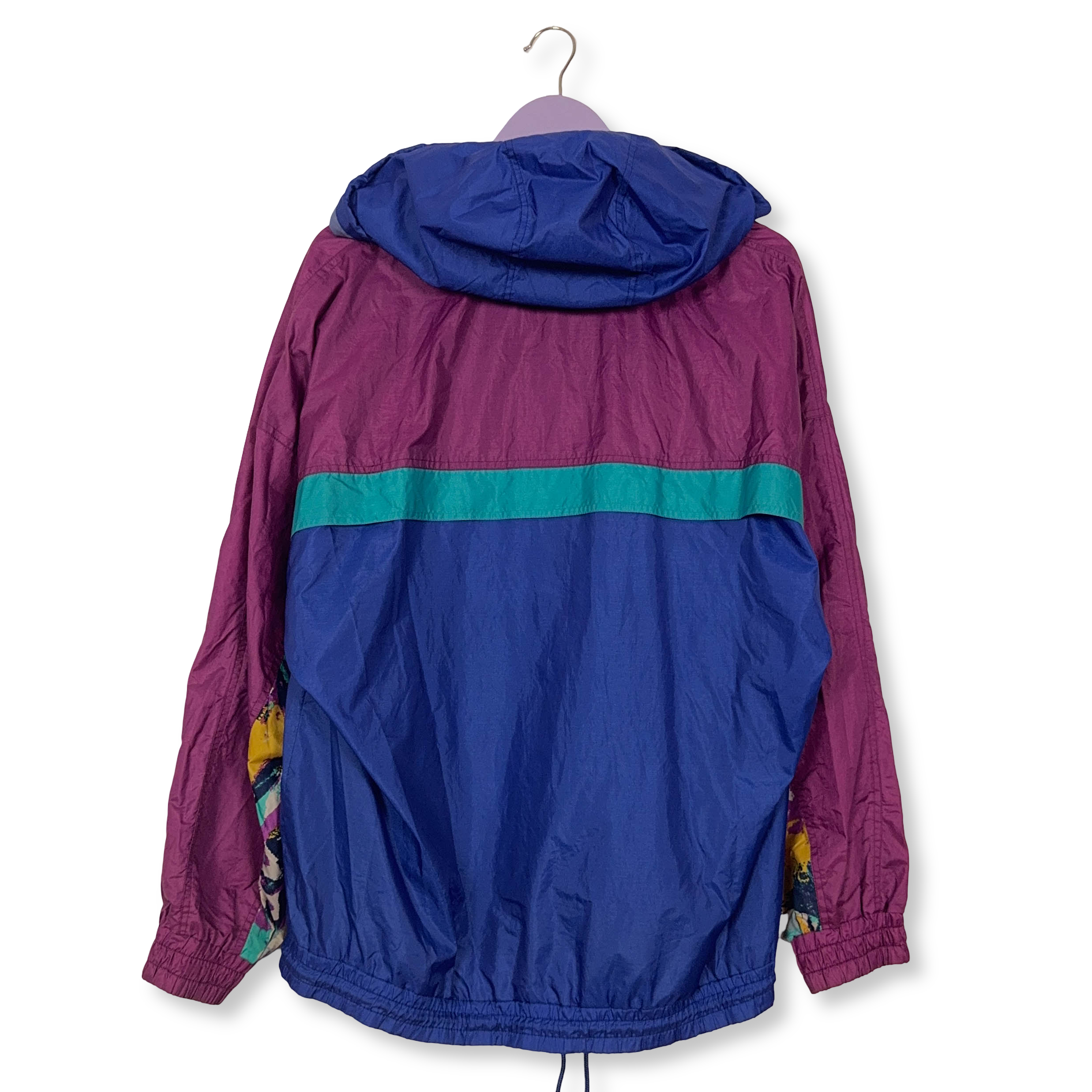 Giacca a vento Vintage impermeabile multicolore quarter zip anni 80 90 - Taglia M uomo