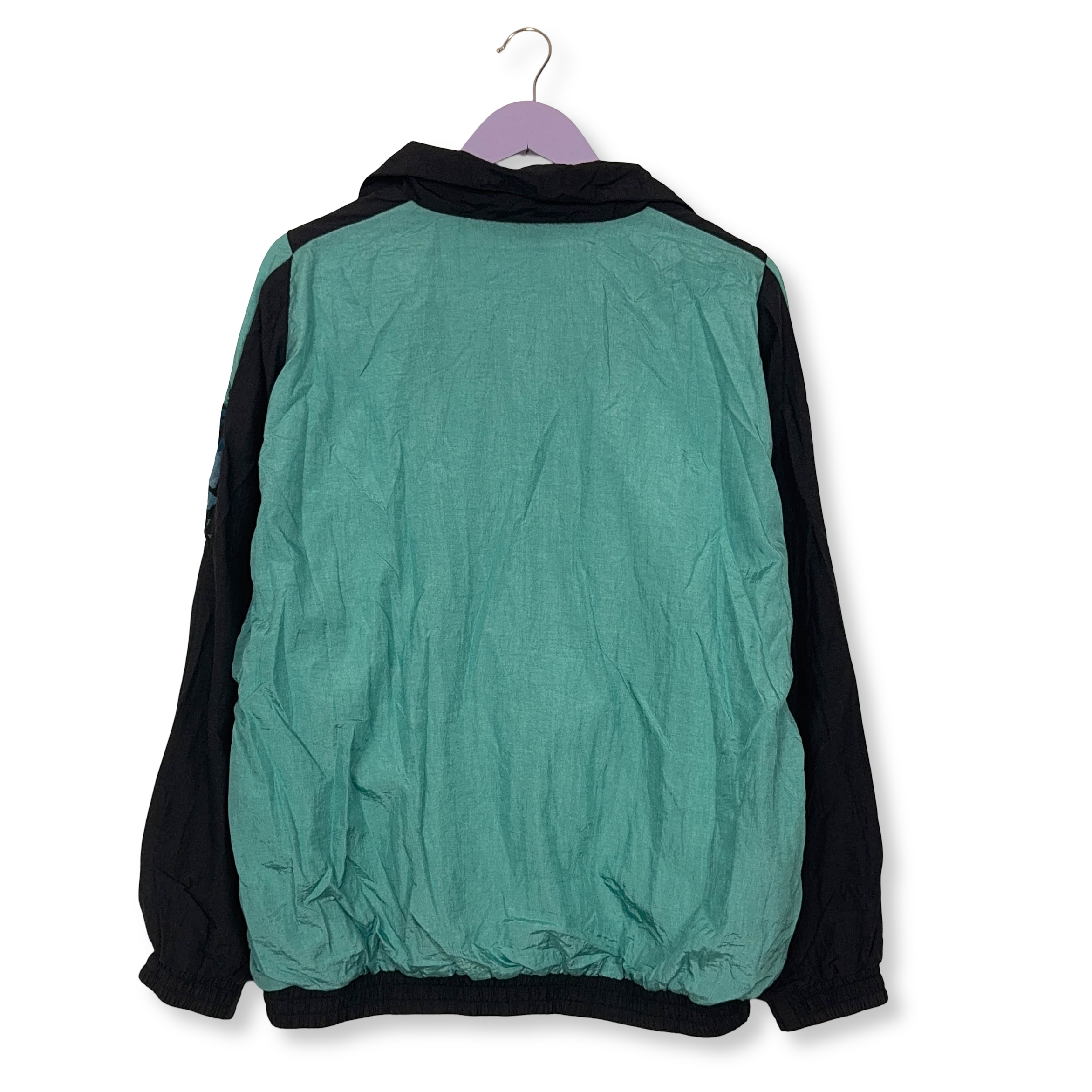 Giacca a vento Rodeo Vintage nera e azzurra a fantasia anni 80 90 - Taglia 40/42 uomo