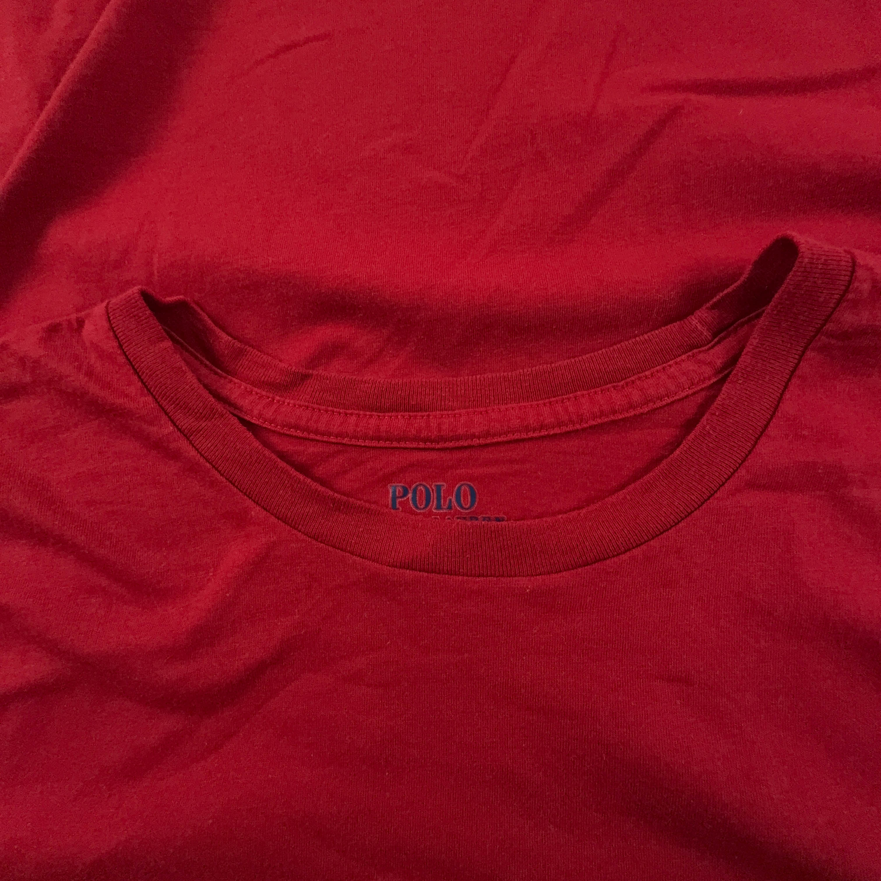 Ralph Lauren Red Crew Neck Cotton T-Shirt - Men's Size L/XL