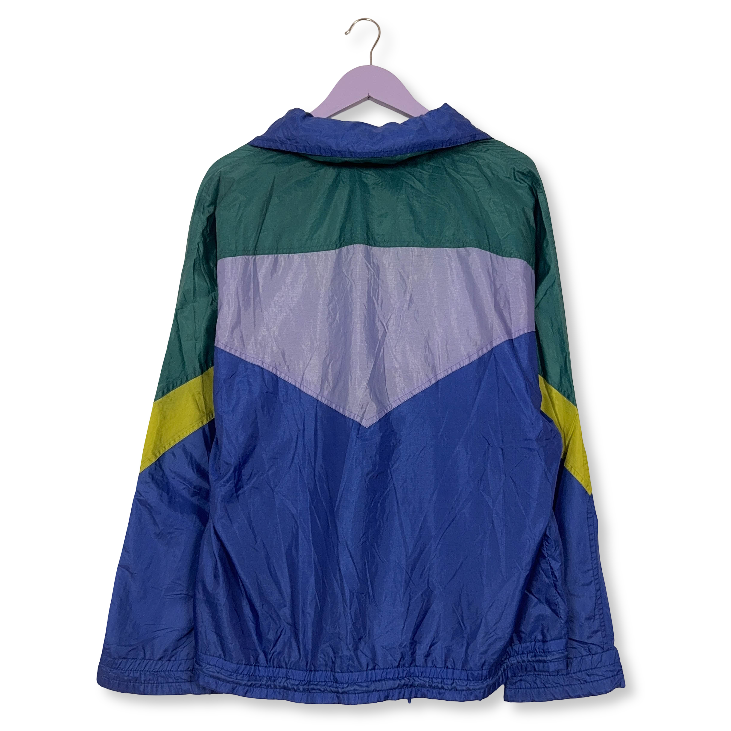 Giacca a vento Vintage impermeabile multicolore con zip anni 80 90 - Taglia M uomo
