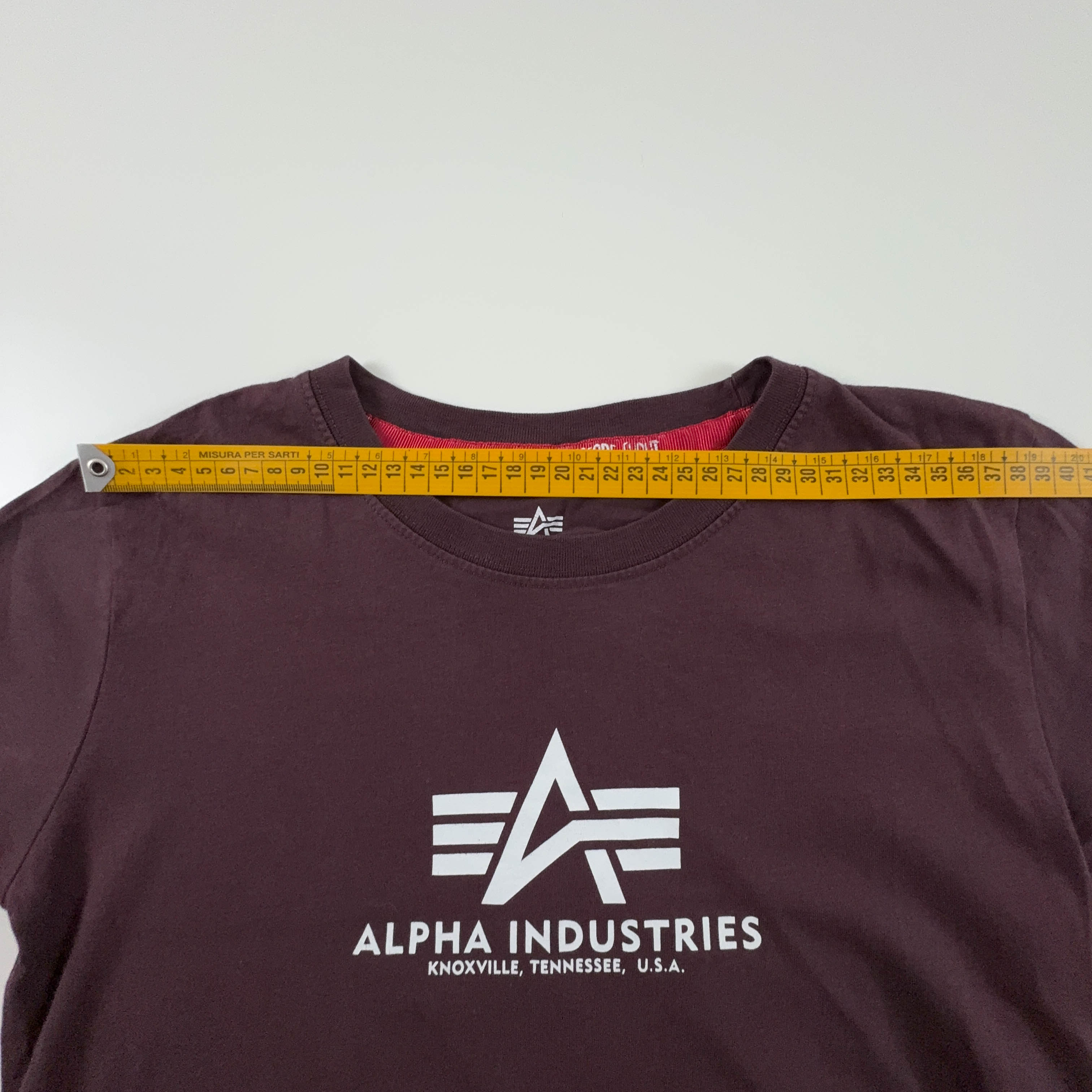 Alpha Industries Burgundy Crew Neck Printed T-Shirt - Men's Size S