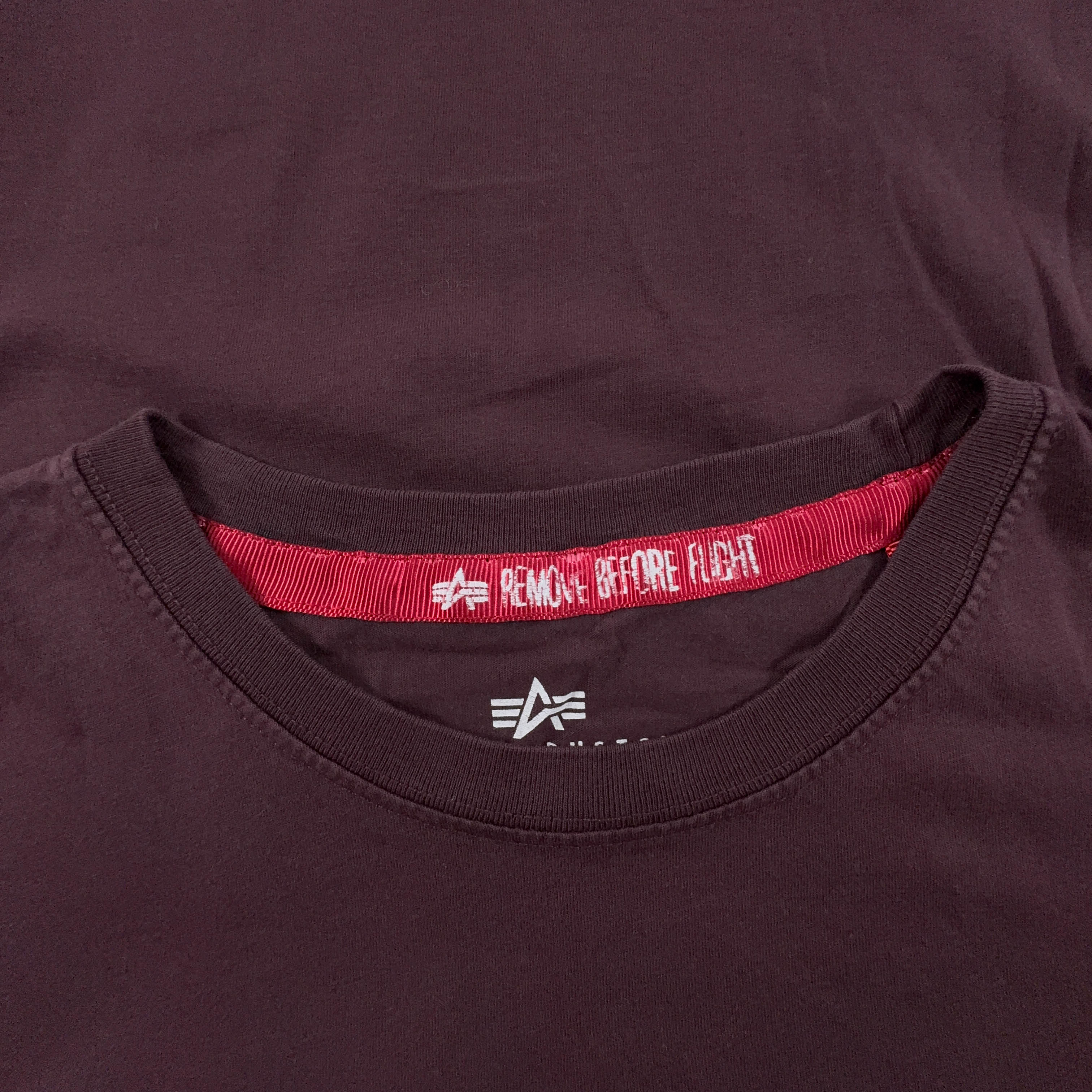 Alpha Industries Burgundy Crew Neck Printed T-Shirt - Men's Size S