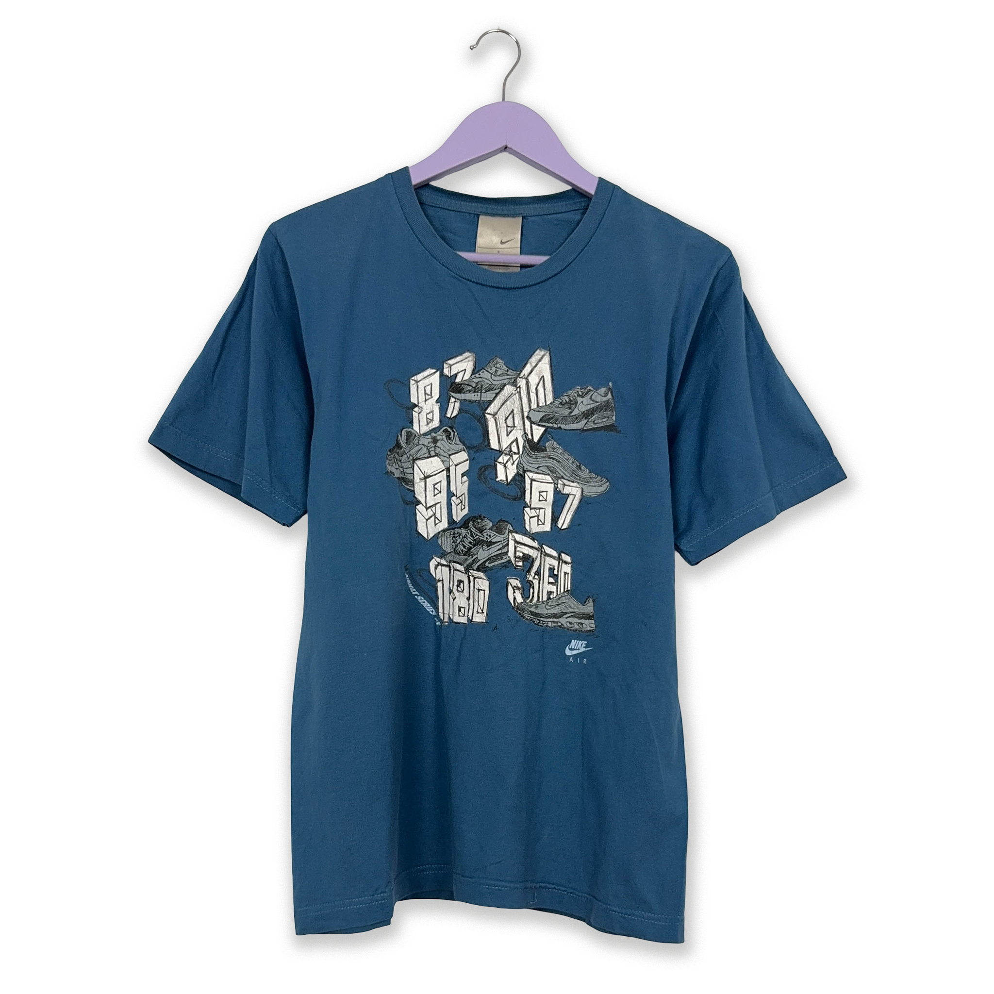 Nike Vintage Blue T-Shirt with 00s Print - Size 170 M Men's