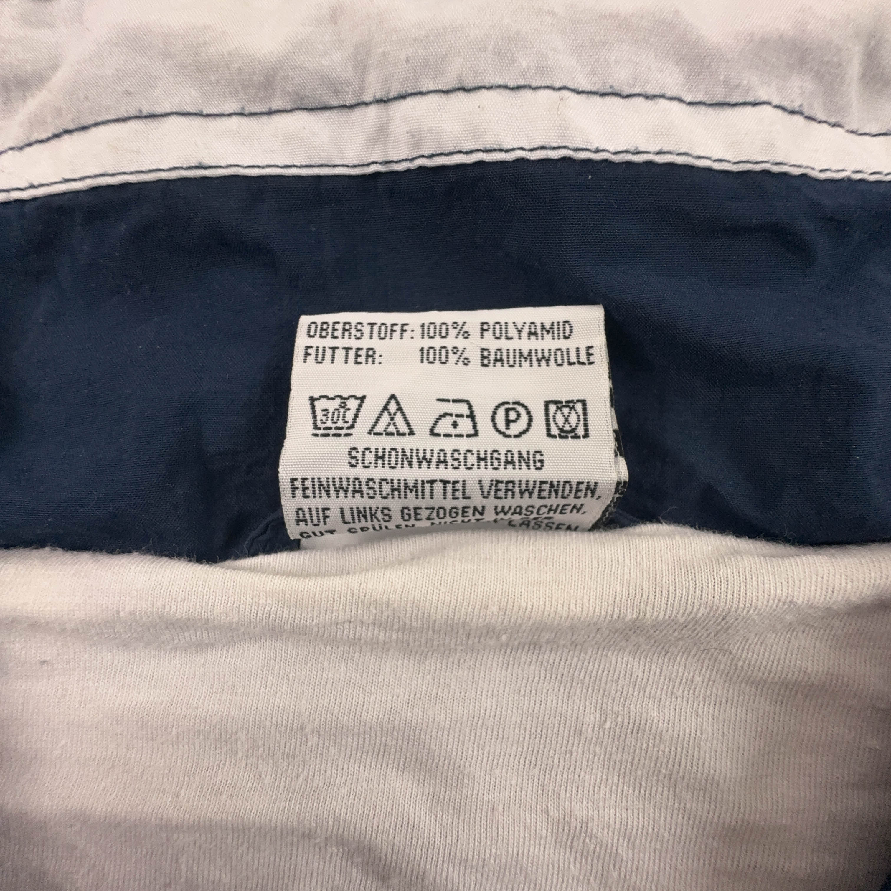 Giacca a vento Vintage blu scura e bianca a fantasia con zip anni 80 90 - Taglia 48/50 uomo