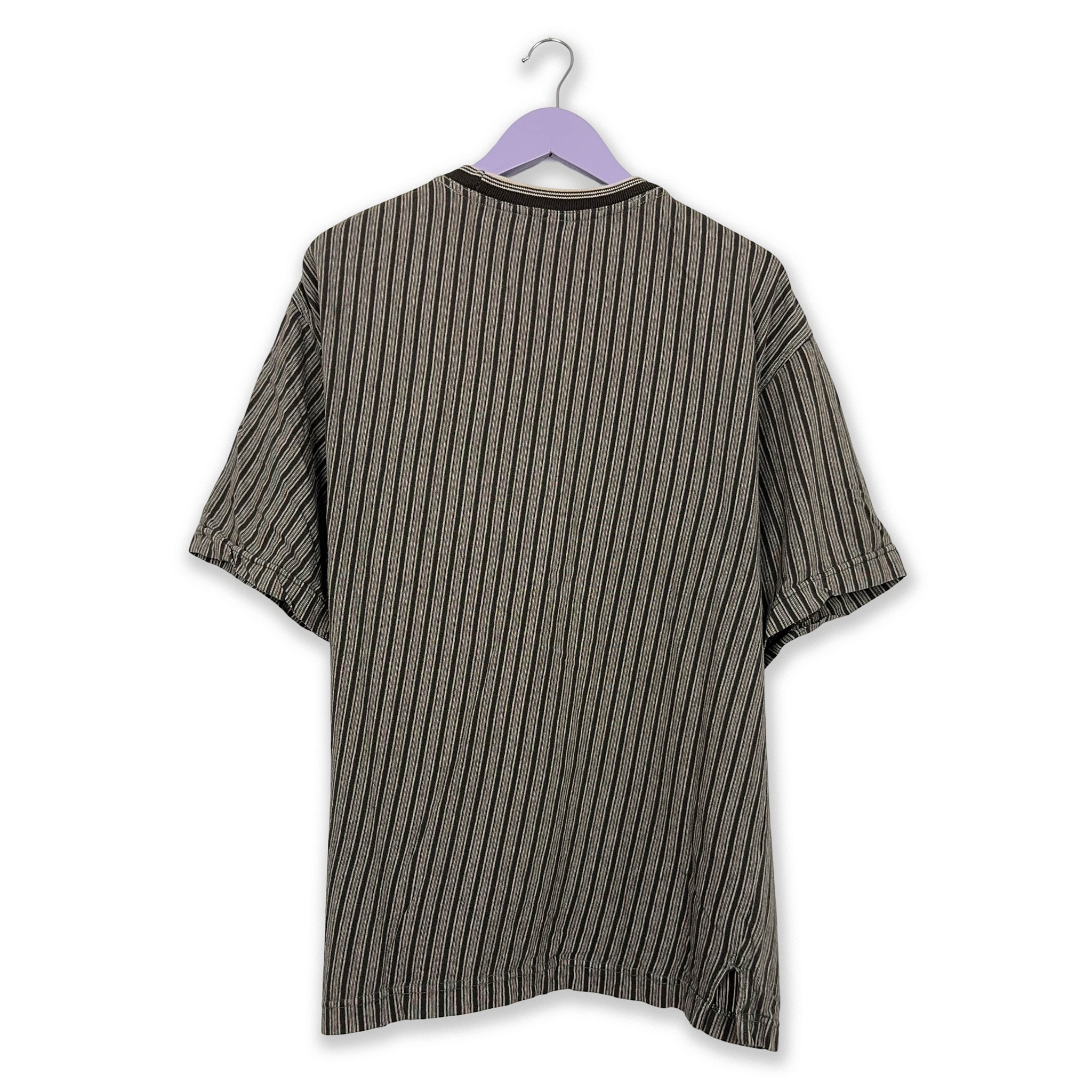 Levi's Vintage Grey Striped Cotton Crew Neck T-Shirt - Men's Size L/XL