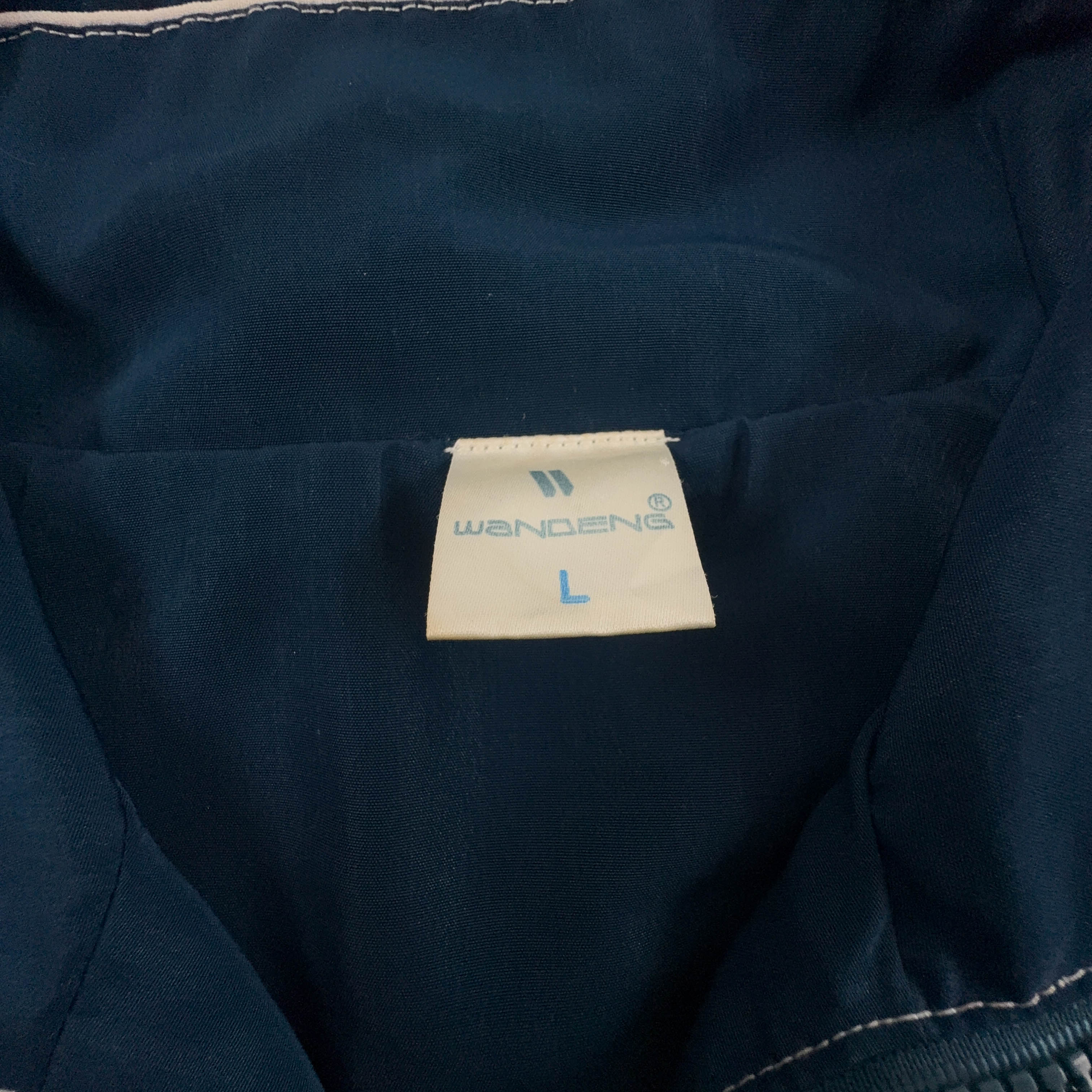 Giacca a vento Vintage verde e blu a fantasia con zip anni 80 90 - Taglia M uomo