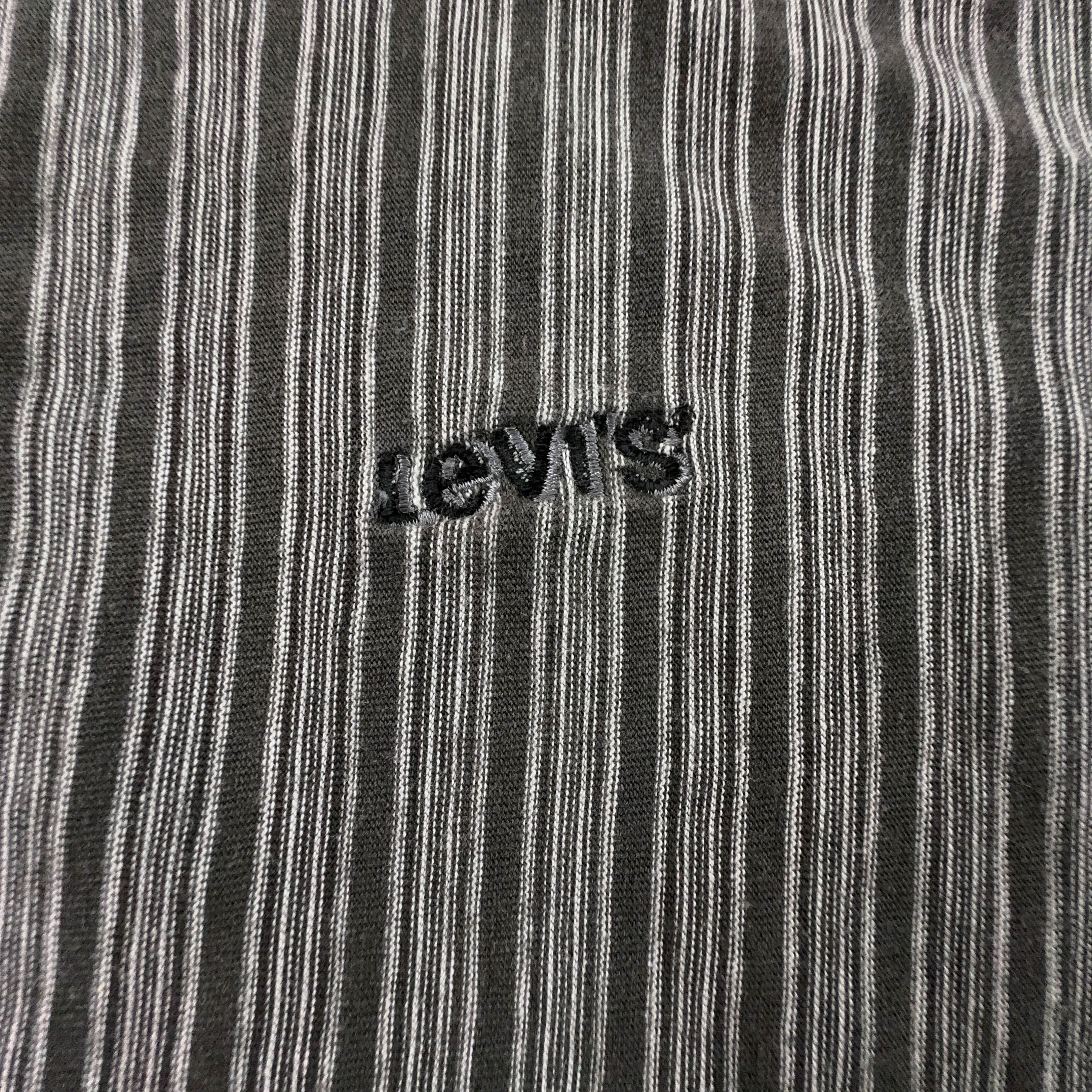 Levi's Vintage Grey Striped Cotton Crew Neck T-Shirt - Men's Size L/XL