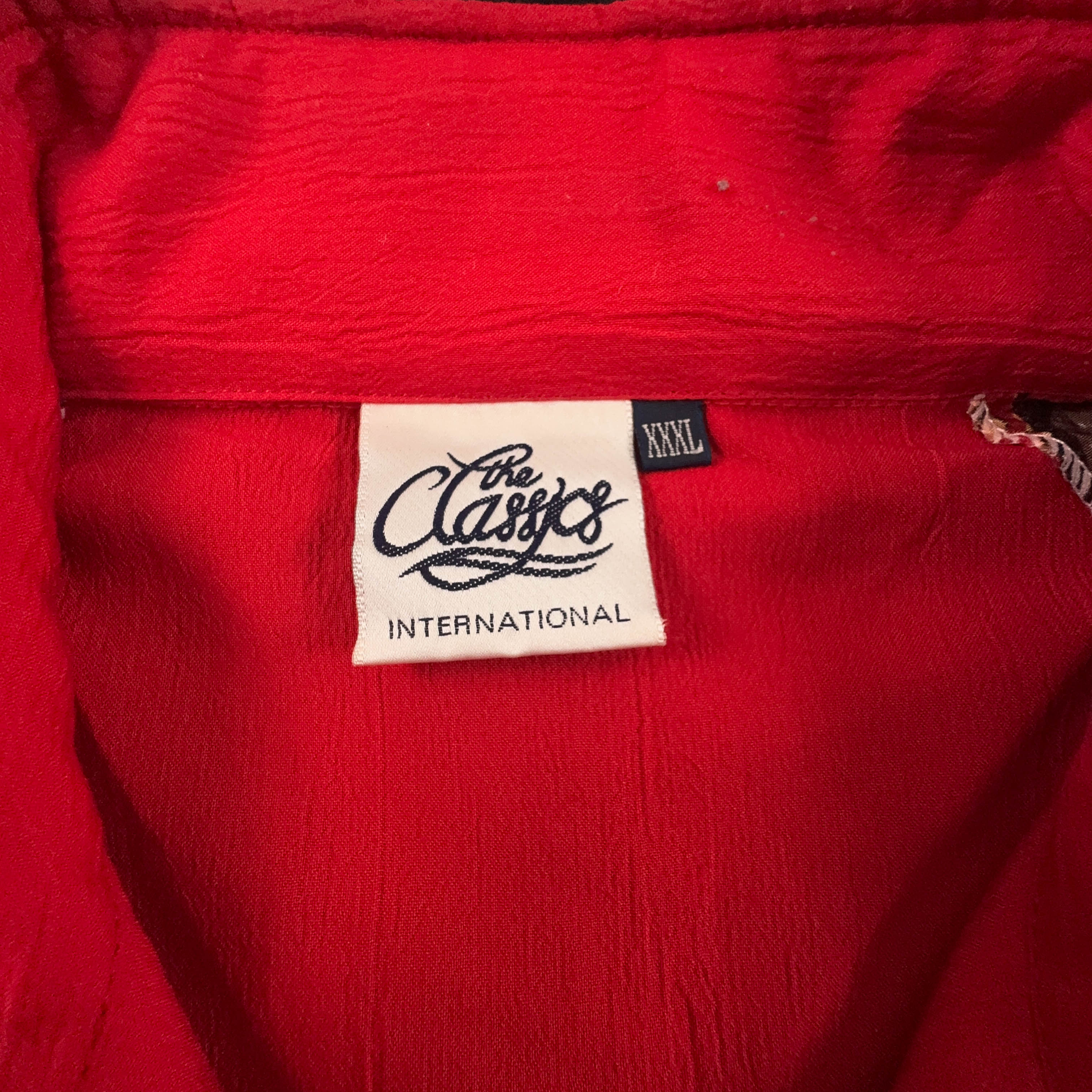Giacca a vento Vintage nera e rossa a fantasia con zip anni 80 90 - Taglia XXL uomo