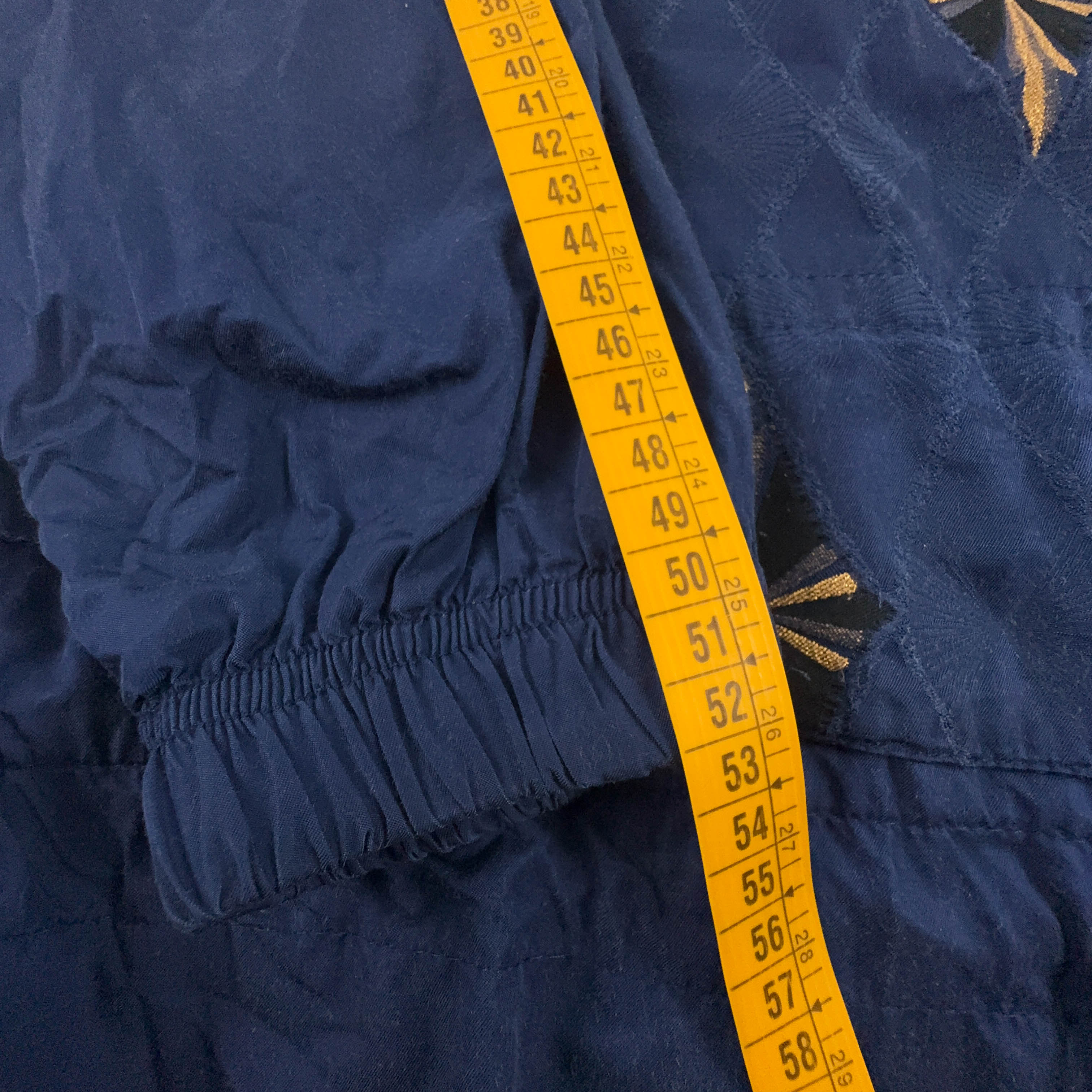 Giacca a vento Vintage blu e oro con ricami e zip anni 80 90 - Taglia 40 uomo