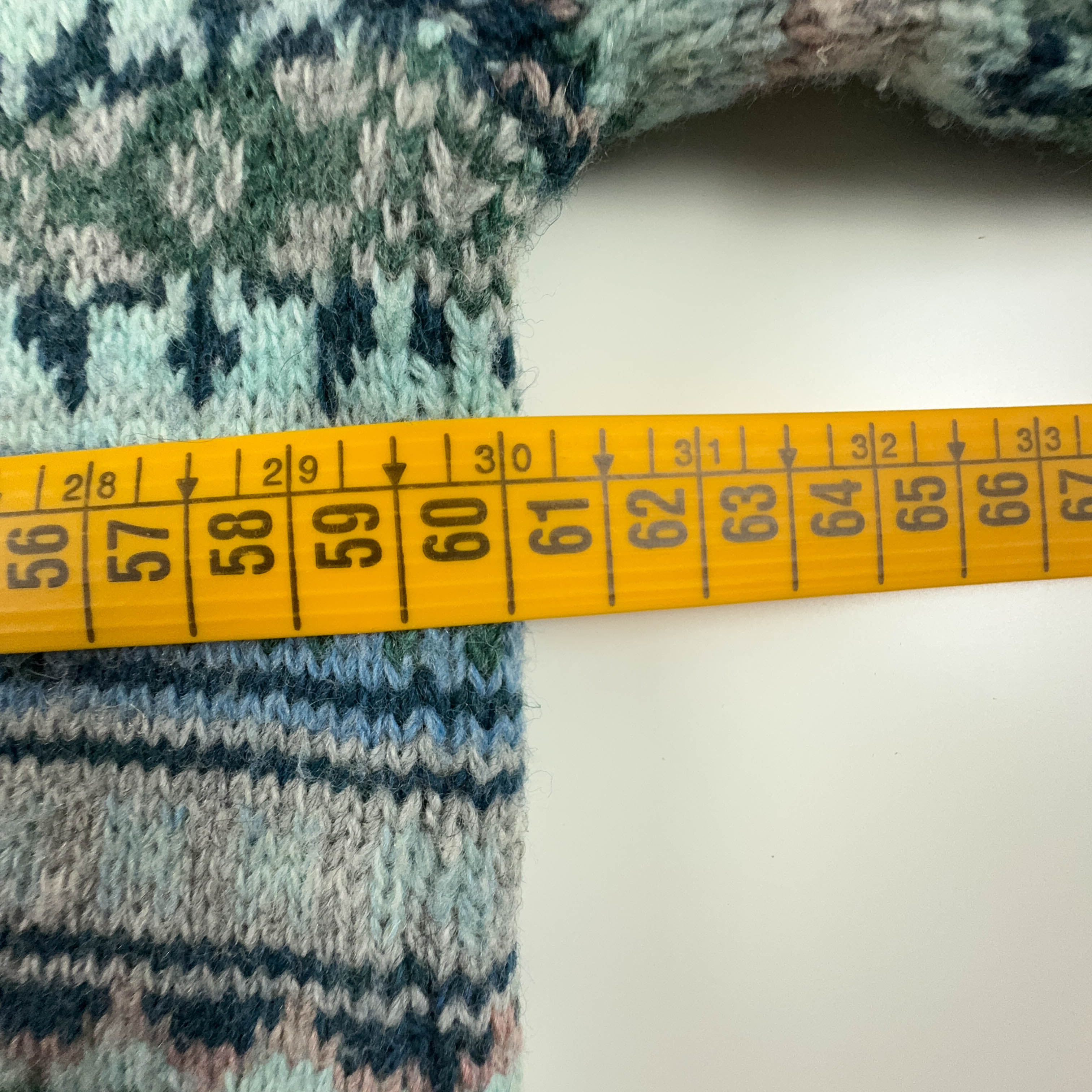 North Pole Vintage Light Blue 50% Lambswool Striped Crew Neck Sweater - Size L/XL Men