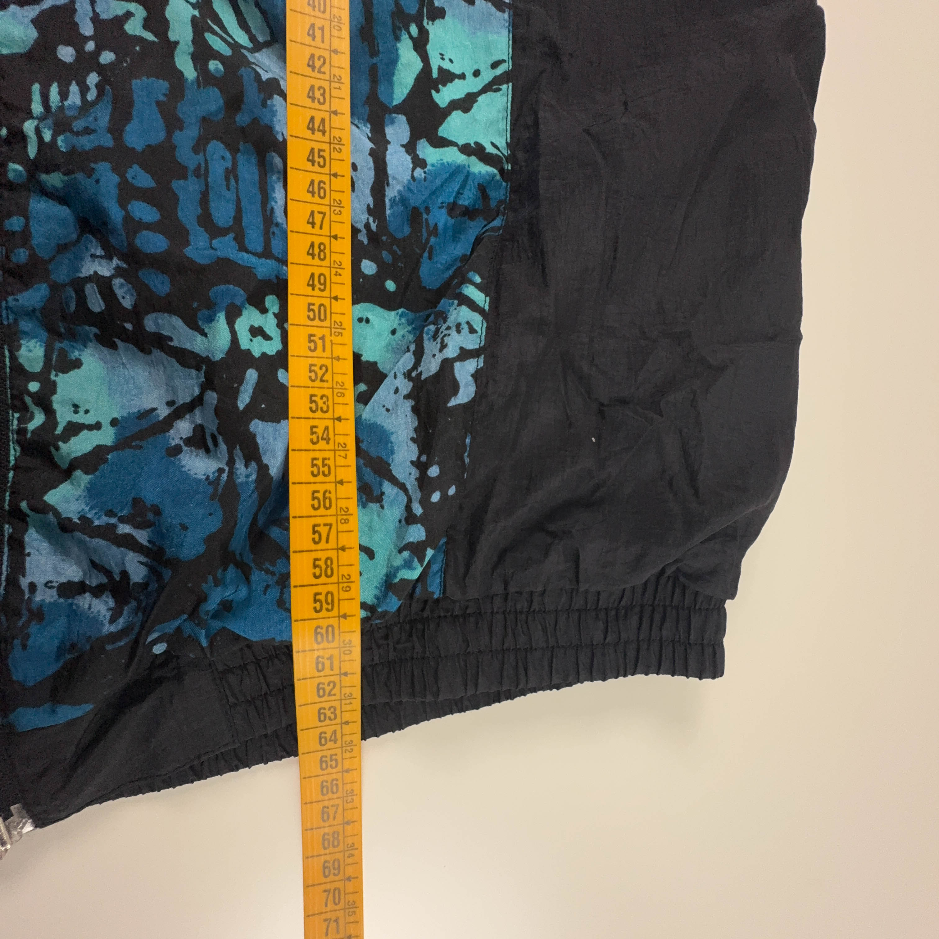 Giacca a vento Rodeo Vintage nera e azzurra a fantasia anni 80 90 - Taglia 40/42 uomo