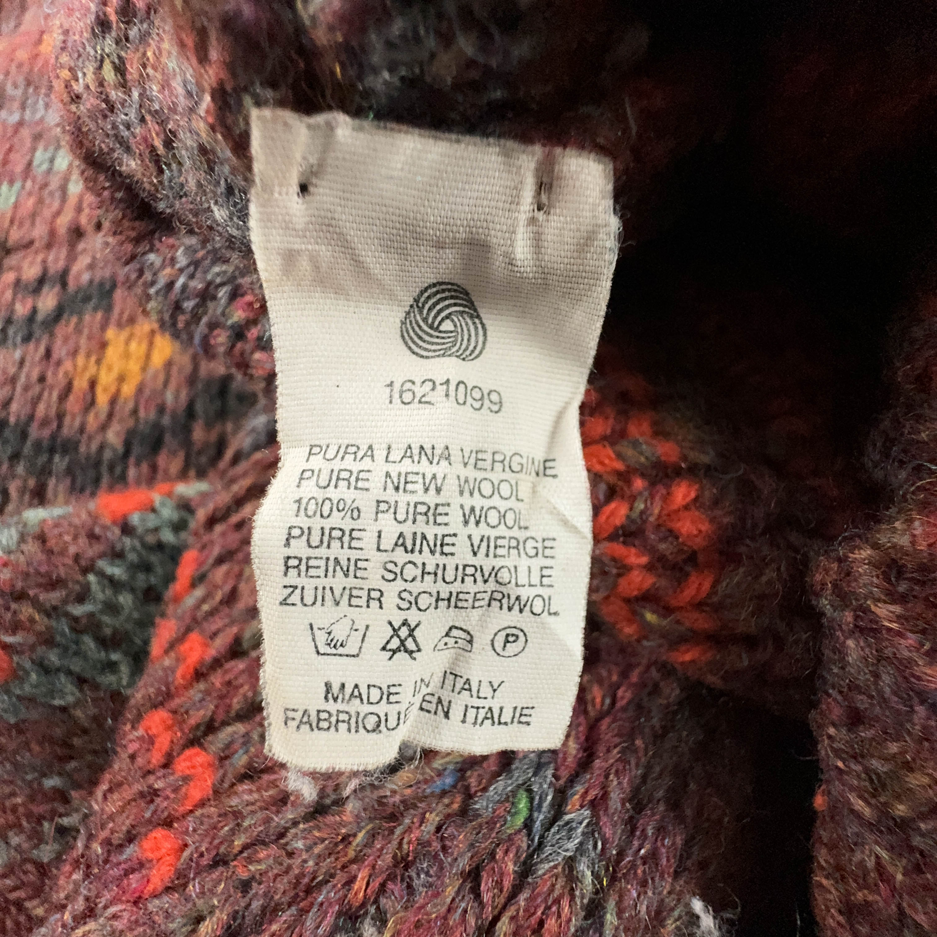 Vintage Brown 100% Wool Crew Neck Patterned Sweater - Size L/XL Men