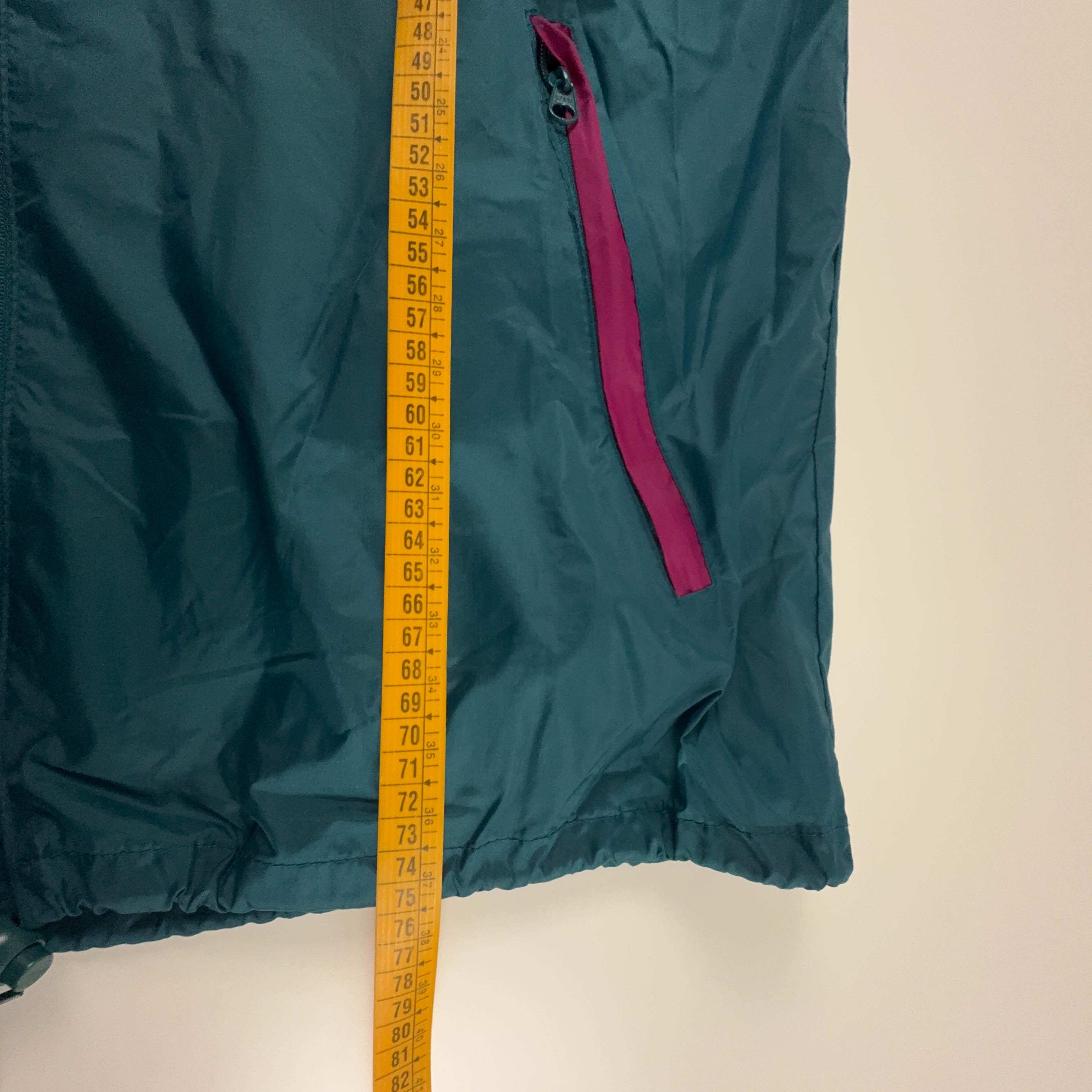 Giacca a vento Vintage impermeabile verde con cappuccio anni 80 90 - Taglia M uomo