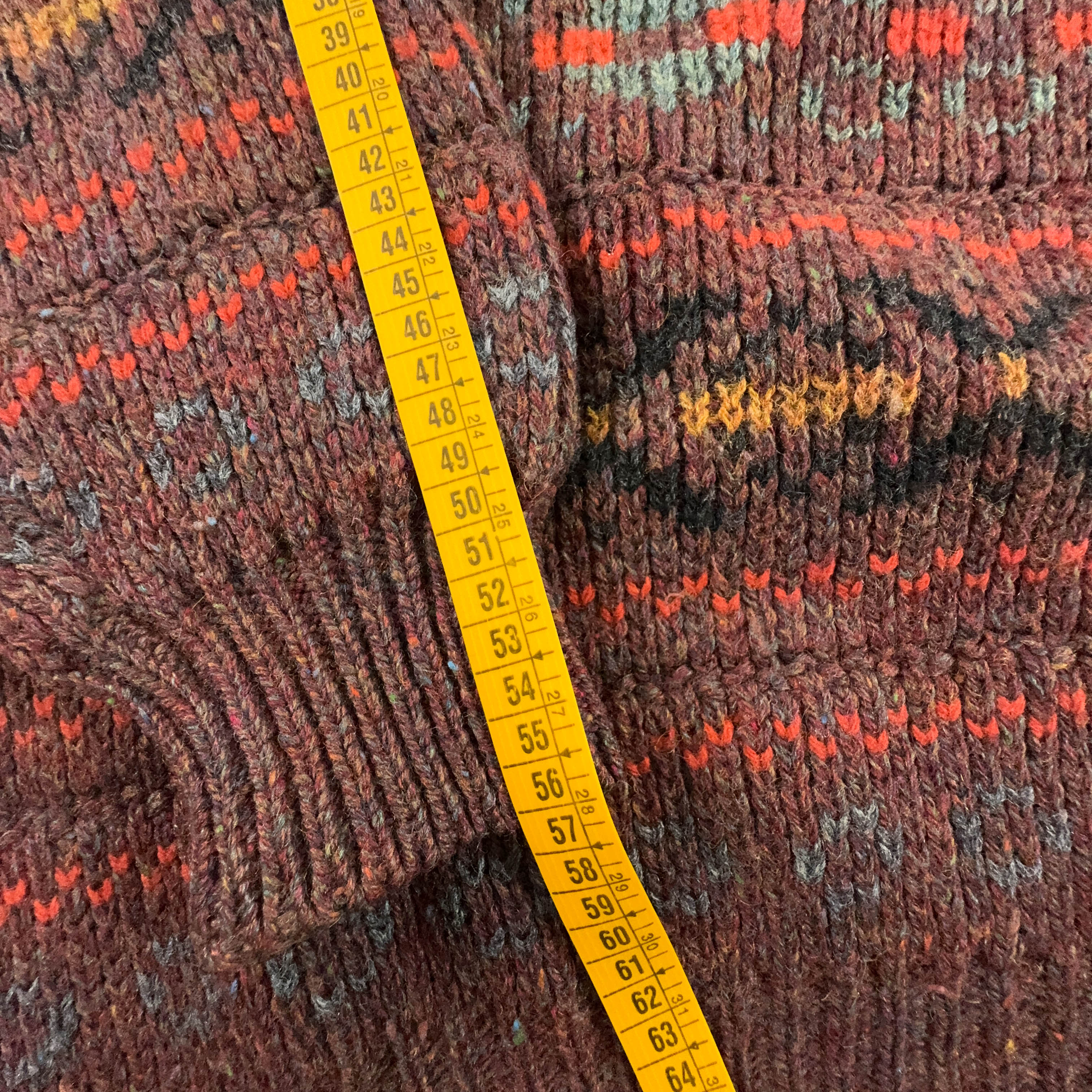 Vintage Brown 100% Wool Crew Neck Patterned Sweater - Size L/XL Men