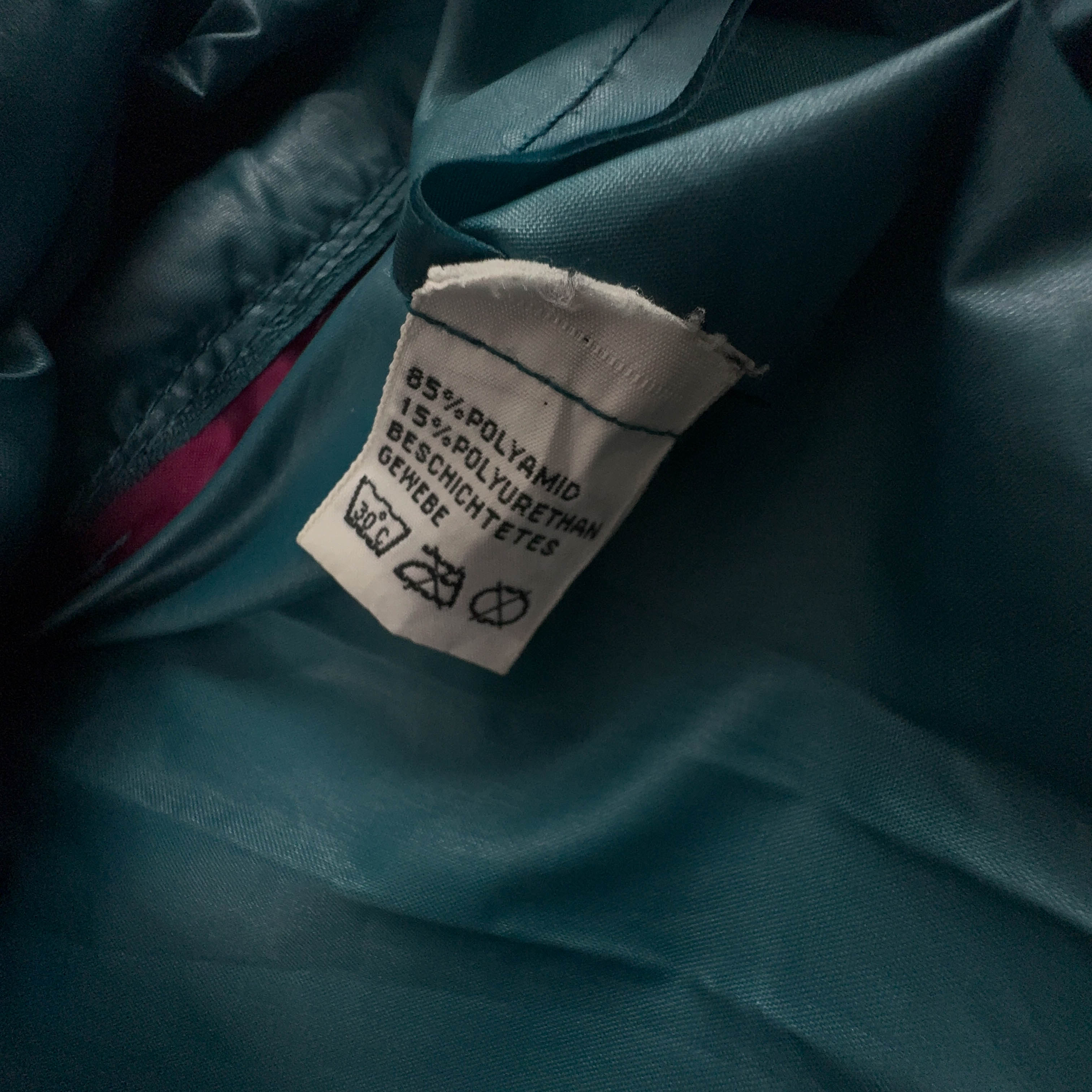 Giacca a vento Vintage impermeabile verde con cappuccio anni 80 90 - Taglia M uomo