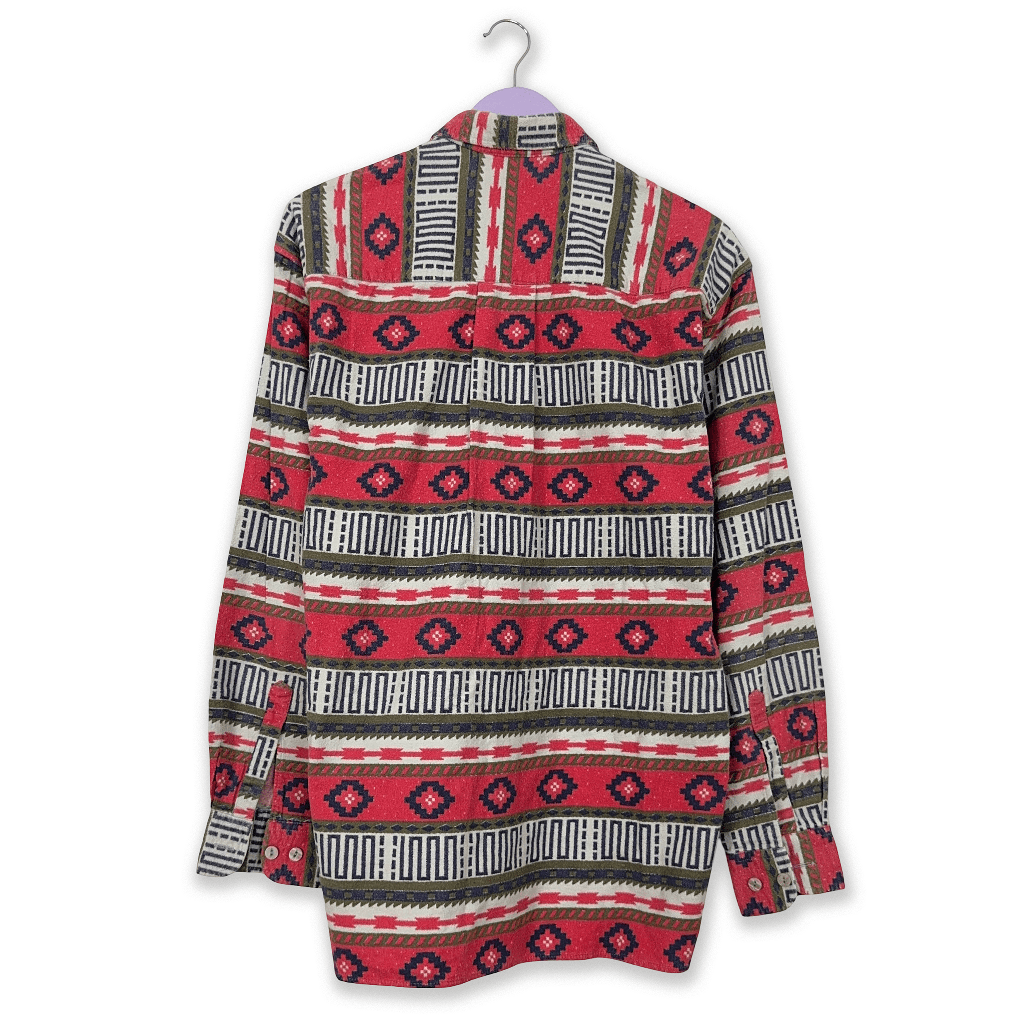 Camicia Vintage rossa a righe a fantasia geometrica astratta - Taglia L uomo