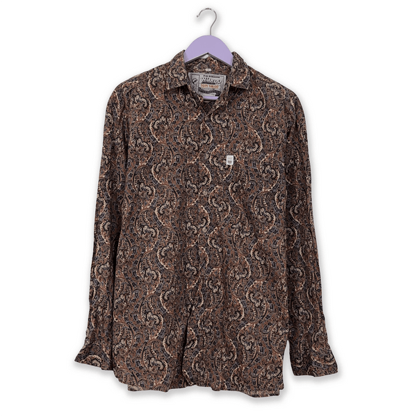 Tom Tailor Vintage Brown Abstract Pattern Shirt - Men's Size M