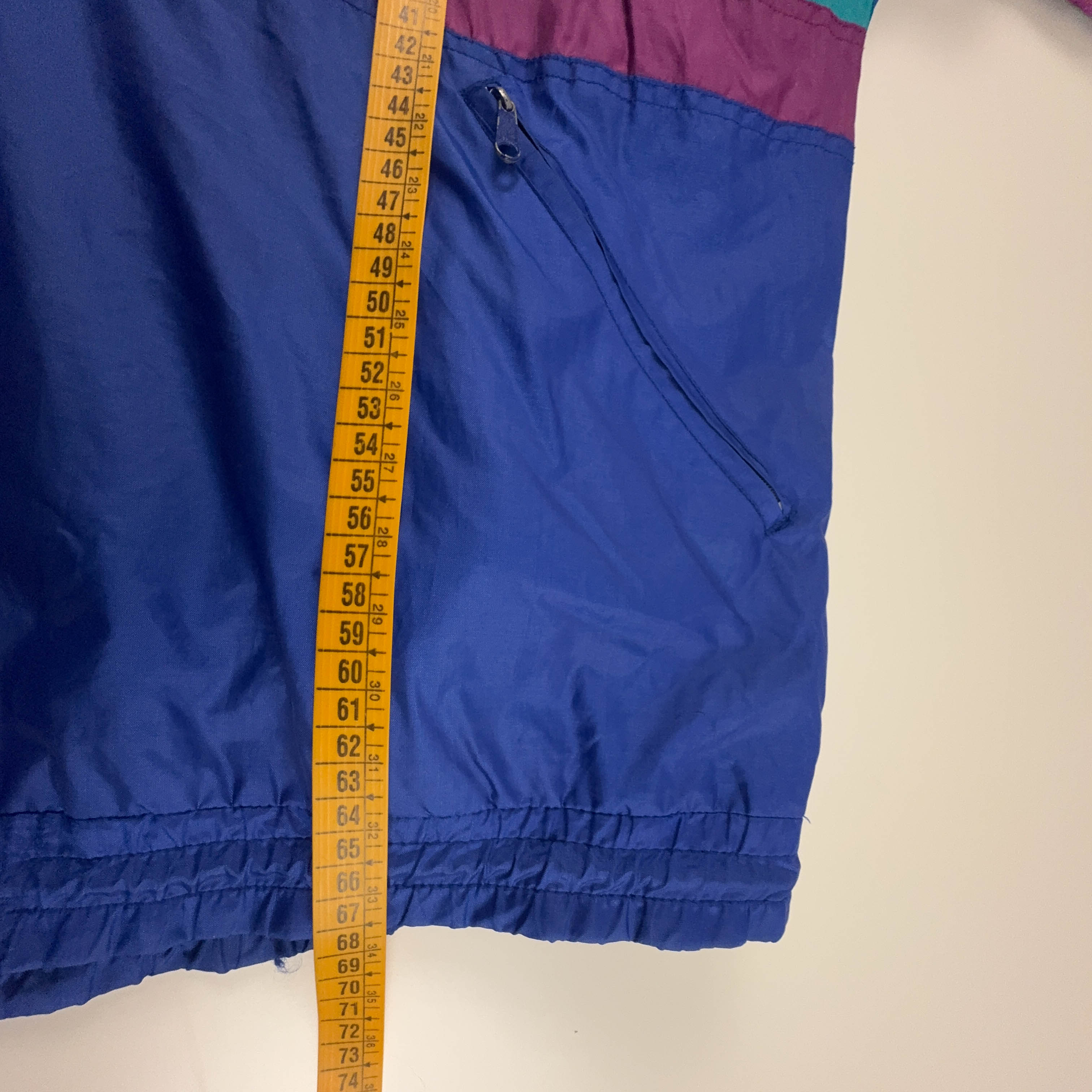 Giacca a vento Vintage impermeabile multicolore quarter zip anni 80 90 - Taglia M uomo