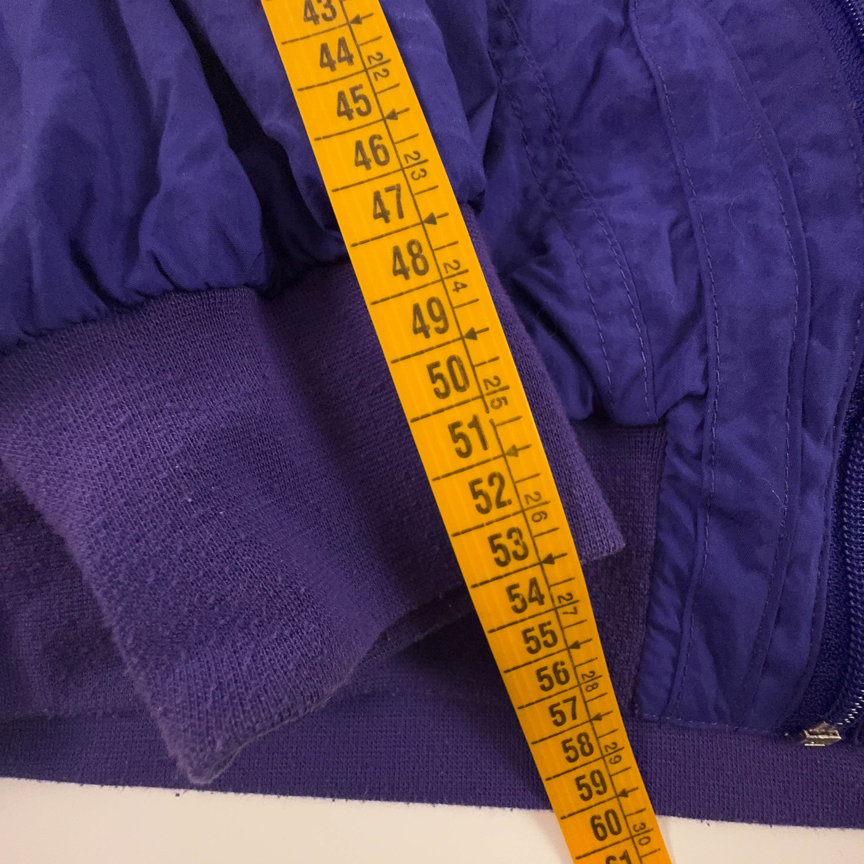 Giacca a vento Vintage viola a fantasia multicolore anni 80 90 - Taglia XS/S uomo