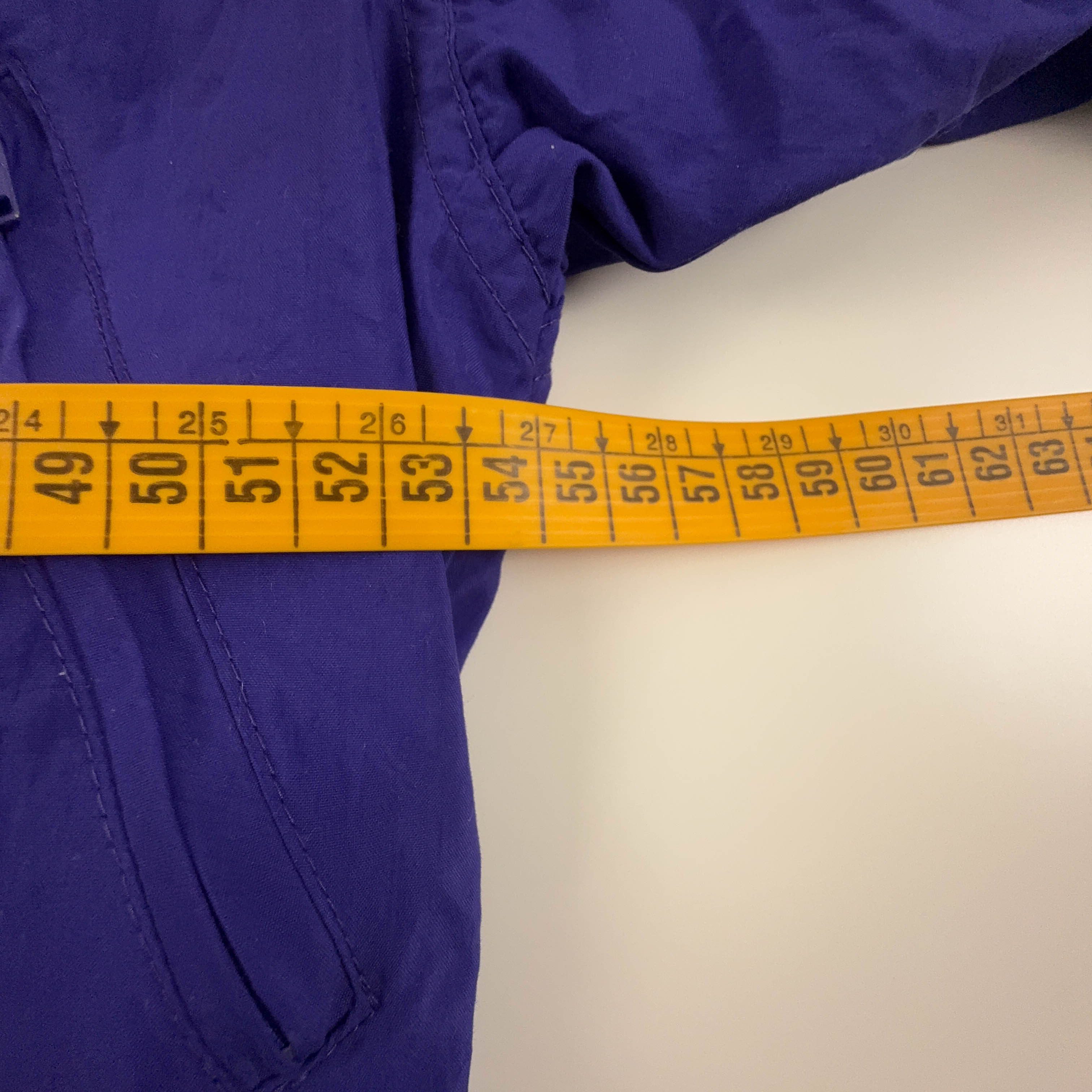 Giacca a vento Vintage viola a fantasia multicolore anni 80 90 - Taglia XS/S uomo