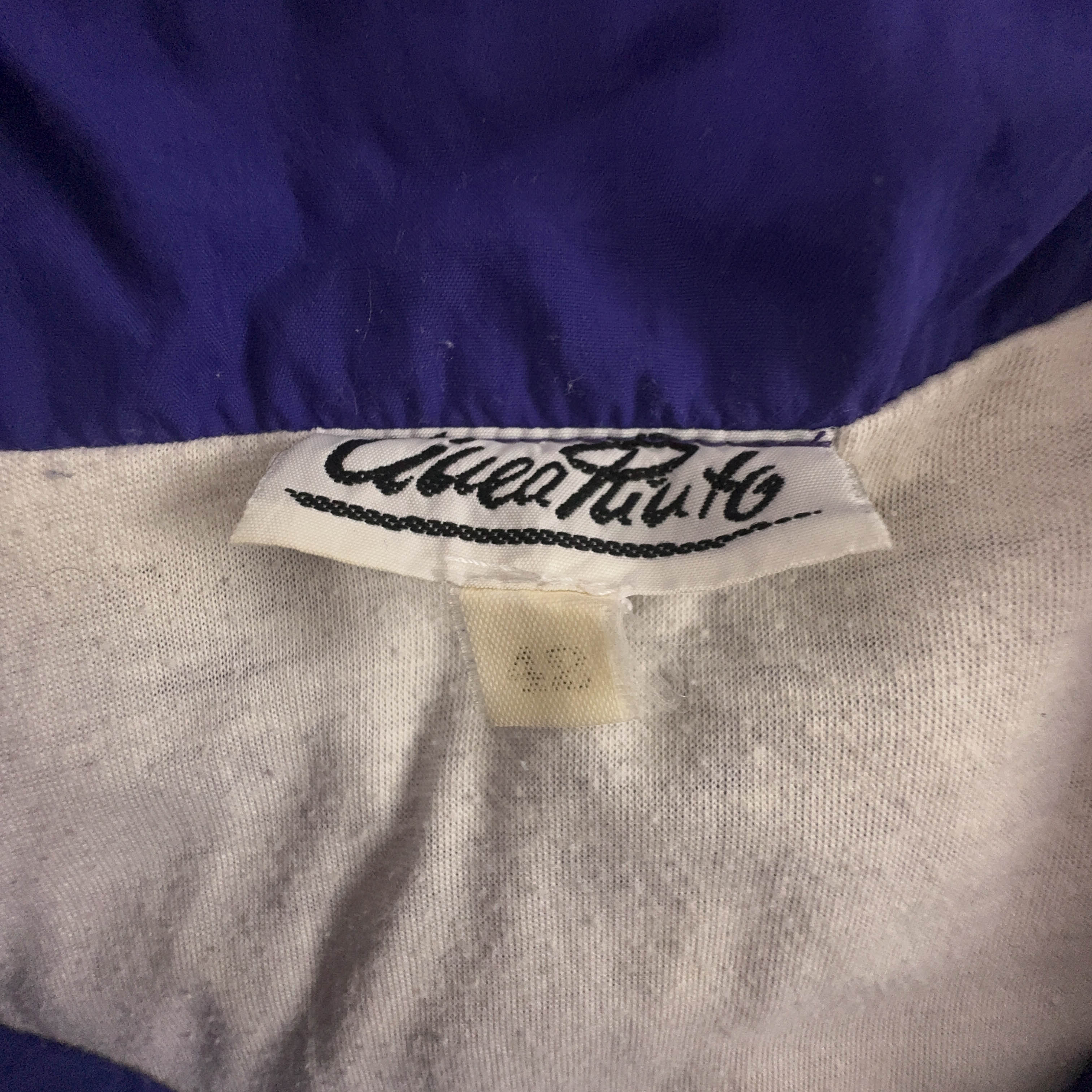 Giacca a vento Vintage viola a fantasia multicolore anni 80 90 - Taglia XS/S uomo