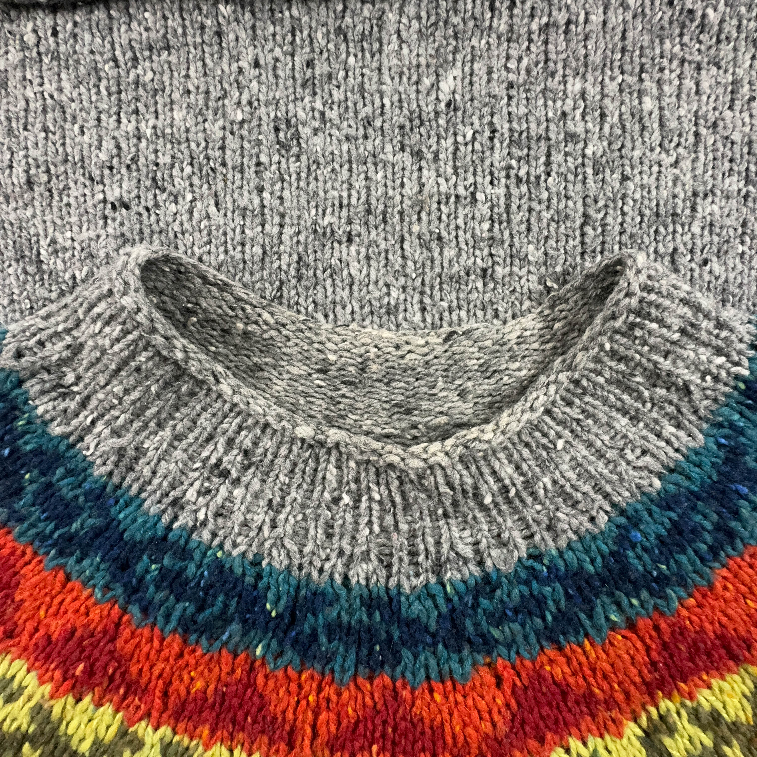 Vintage Handmade 100% Wool Grey Striped Sweater - Size L Women