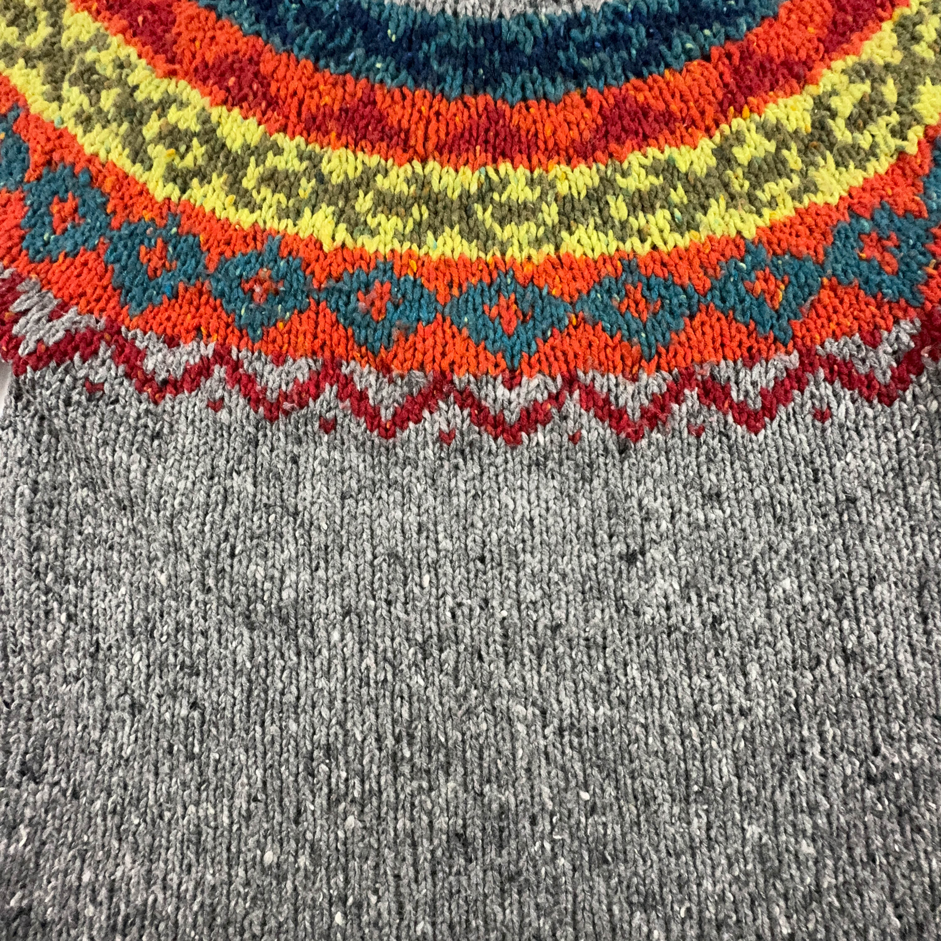 Vintage Handmade 100% Wool Grey Striped Sweater - Size L Women