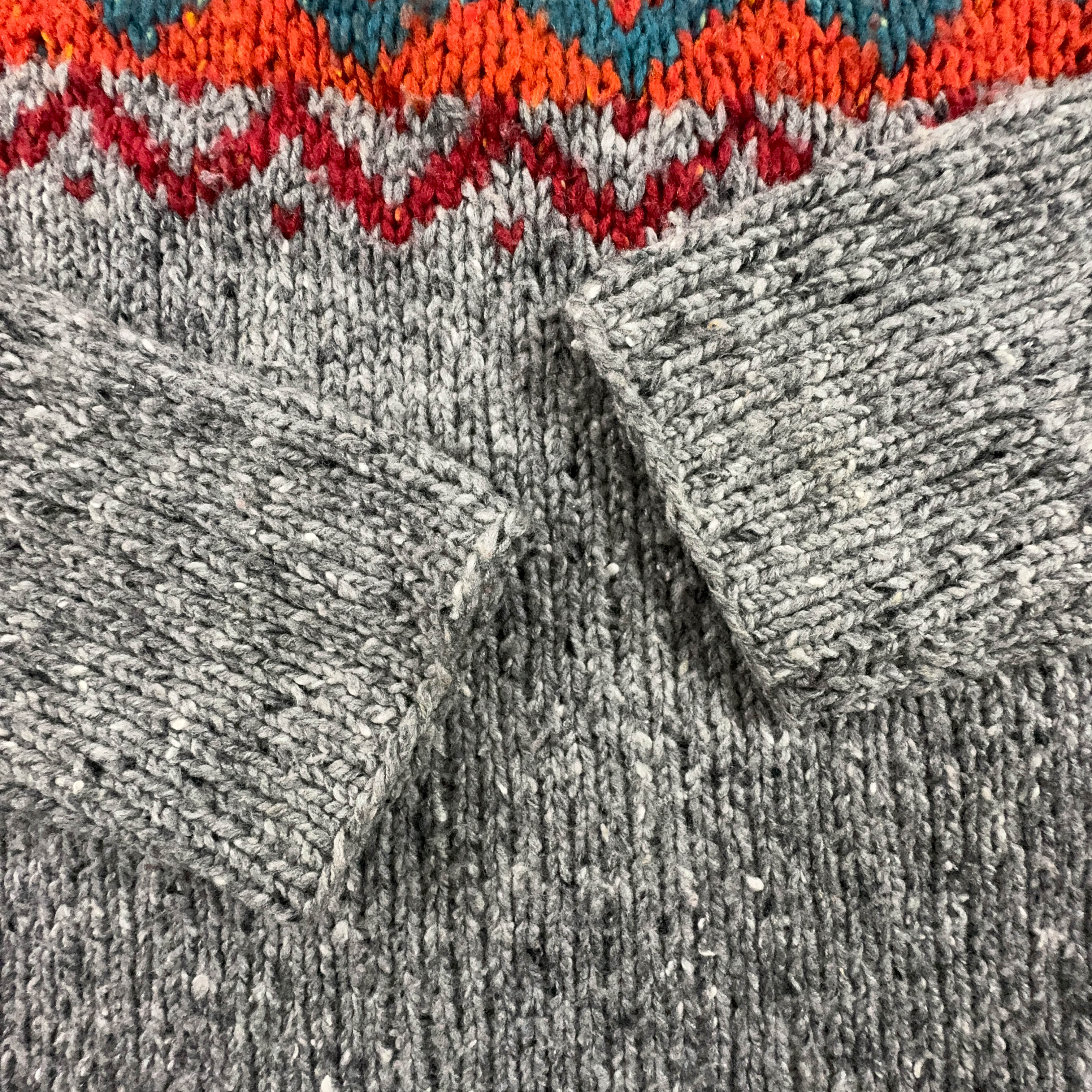 Vintage Handmade 100% Wool Grey Striped Sweater - Size L Women