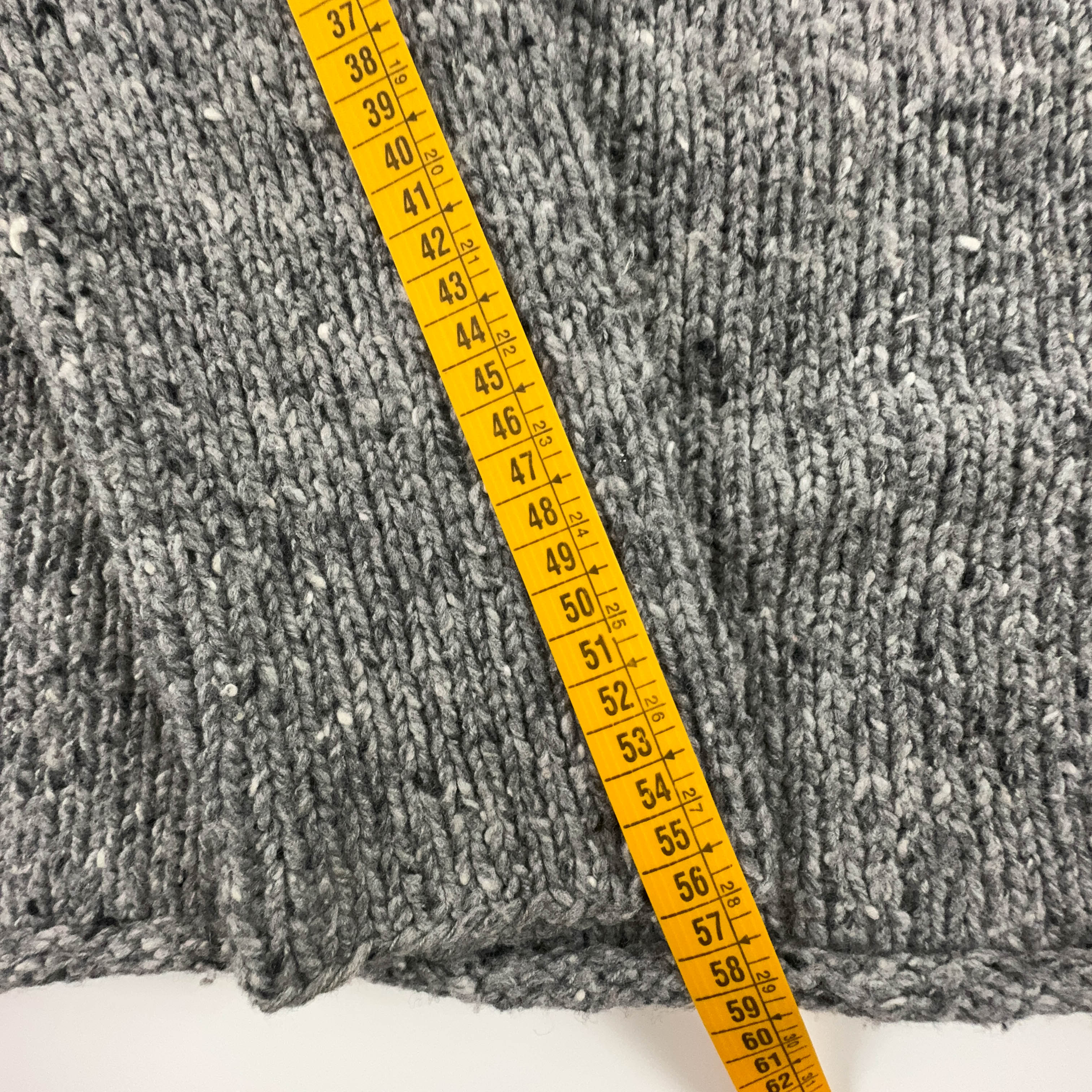 Vintage Handmade 100% Wool Grey Striped Sweater - Size L Women