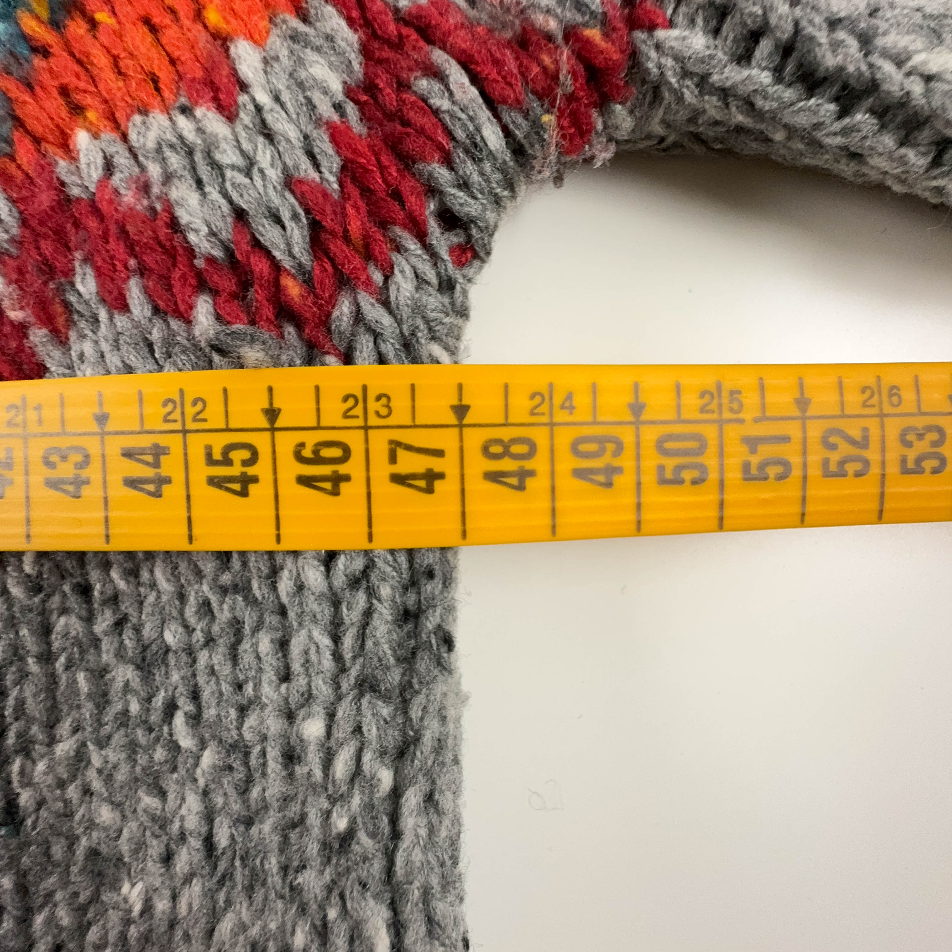 Vintage Handmade 100% Wool Grey Striped Sweater - Size L Women