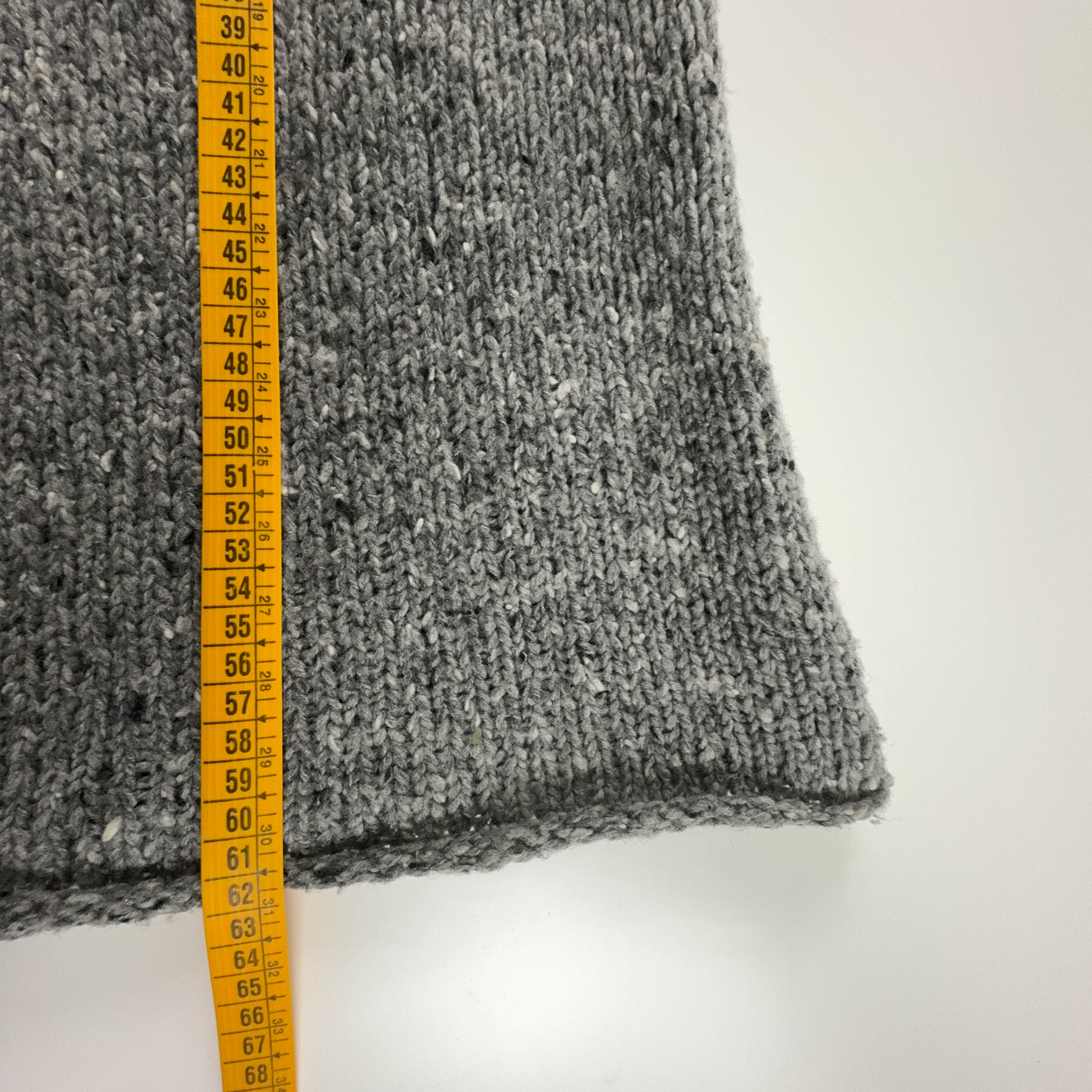 Vintage Handmade 100% Wool Grey Striped Sweater - Size L Women