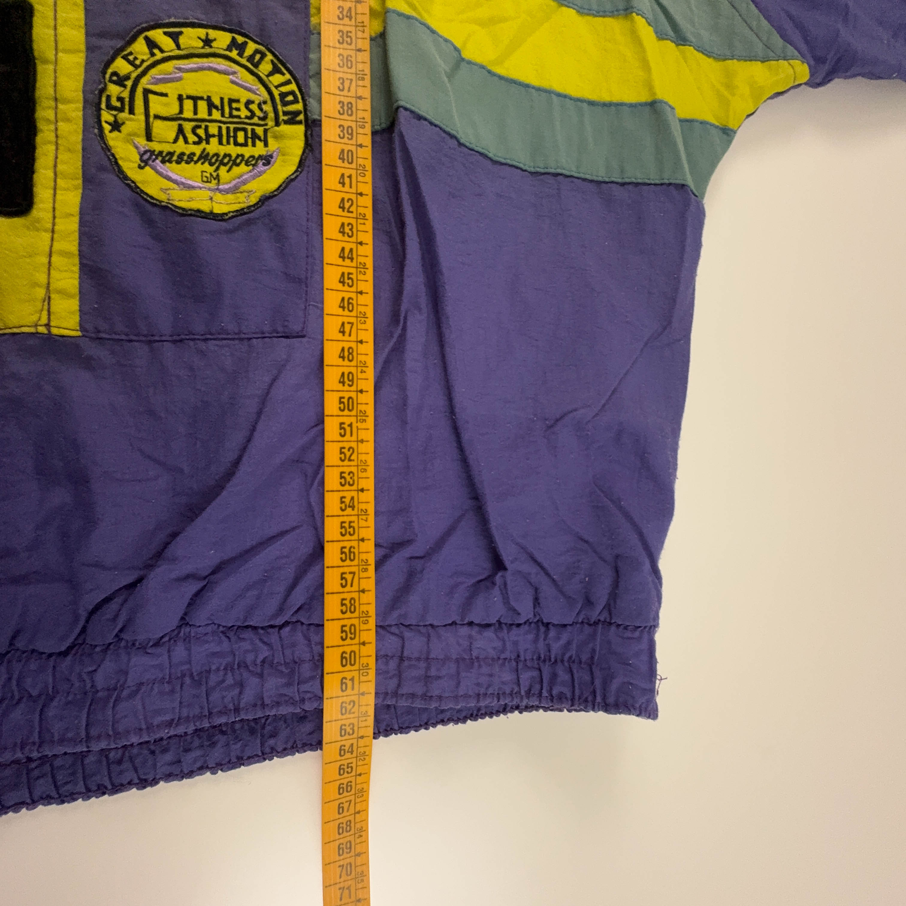 Giacca a vento Vintage gialla e viola con ricamo quarter zip anni 80 90 - Taglia 48 5 uomo