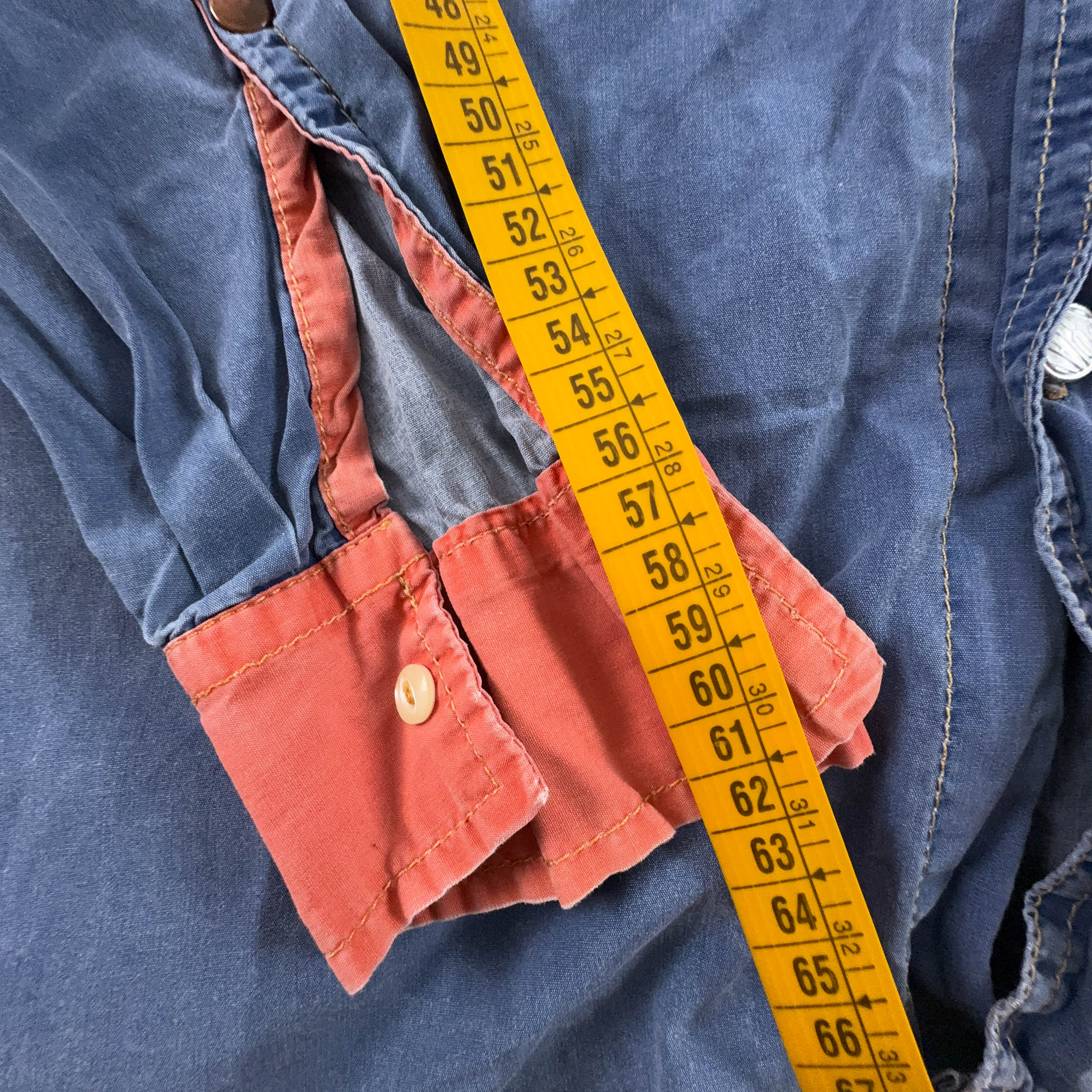 Camicia Replay Vintage in denim blu e gialla - Taglia XL uomo