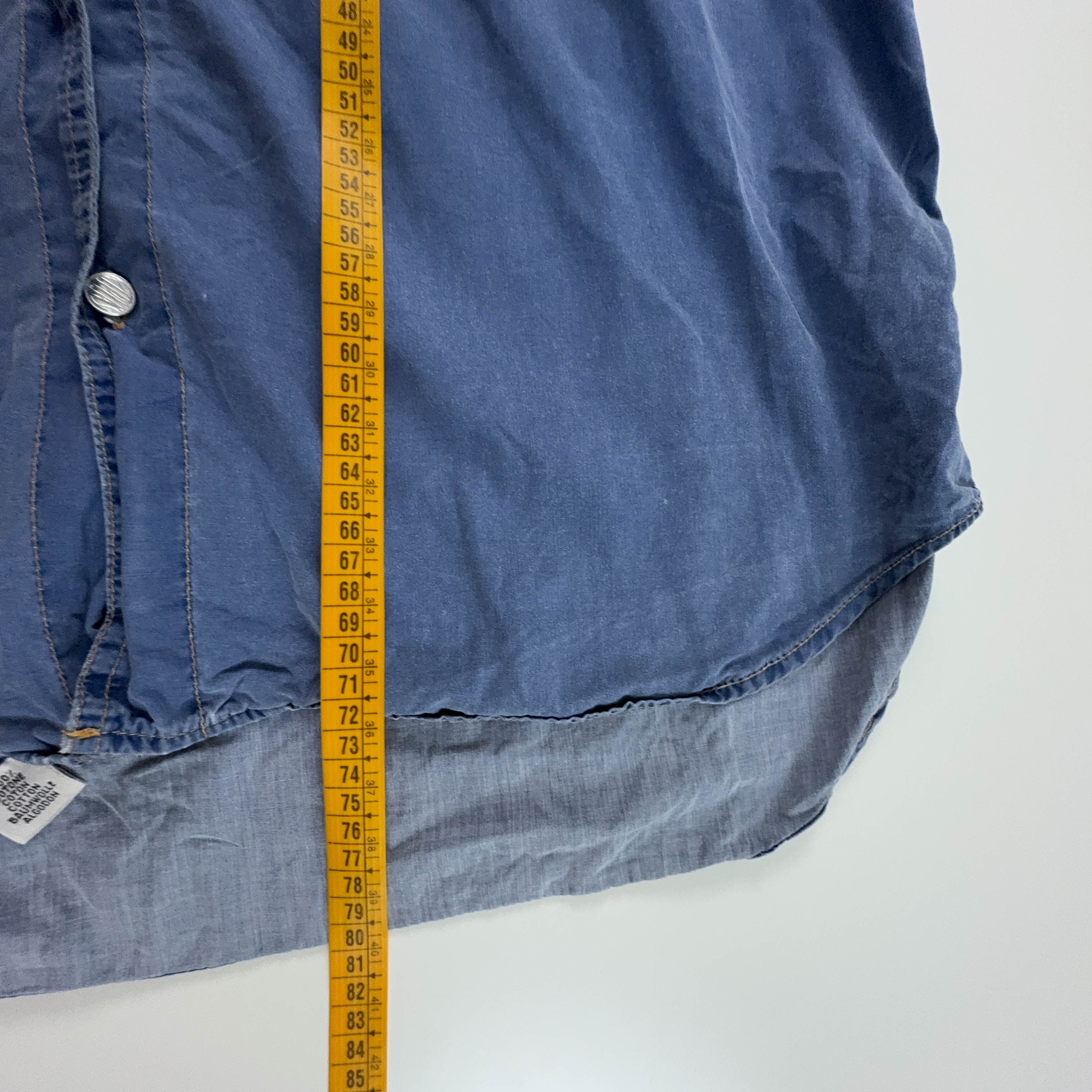 Camicia Replay Vintage in denim blu e gialla - Taglia XL uomo