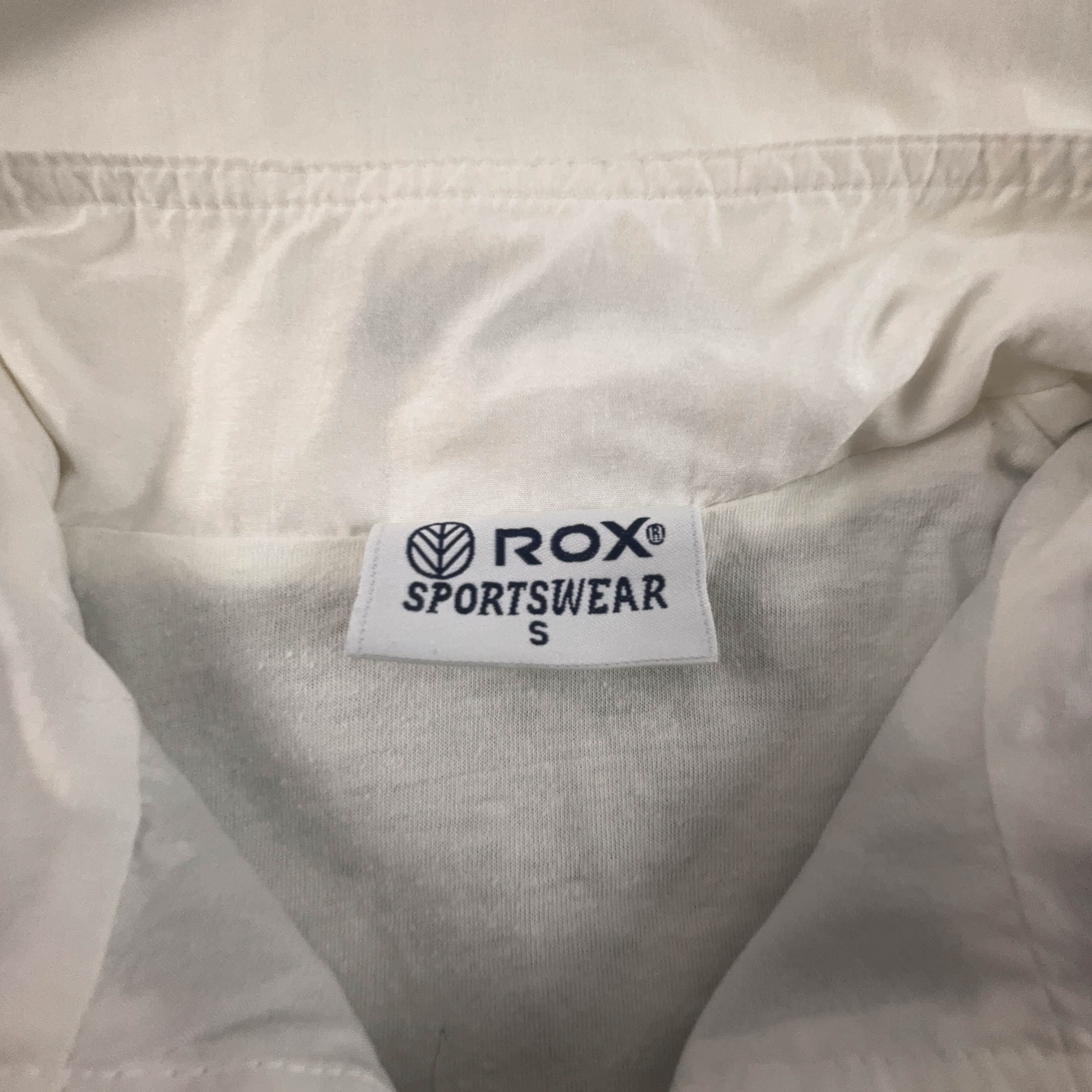 Giacca a vento Vintage bianca e blu a fantasia con zip anni 80 90 - Taglia S uomo