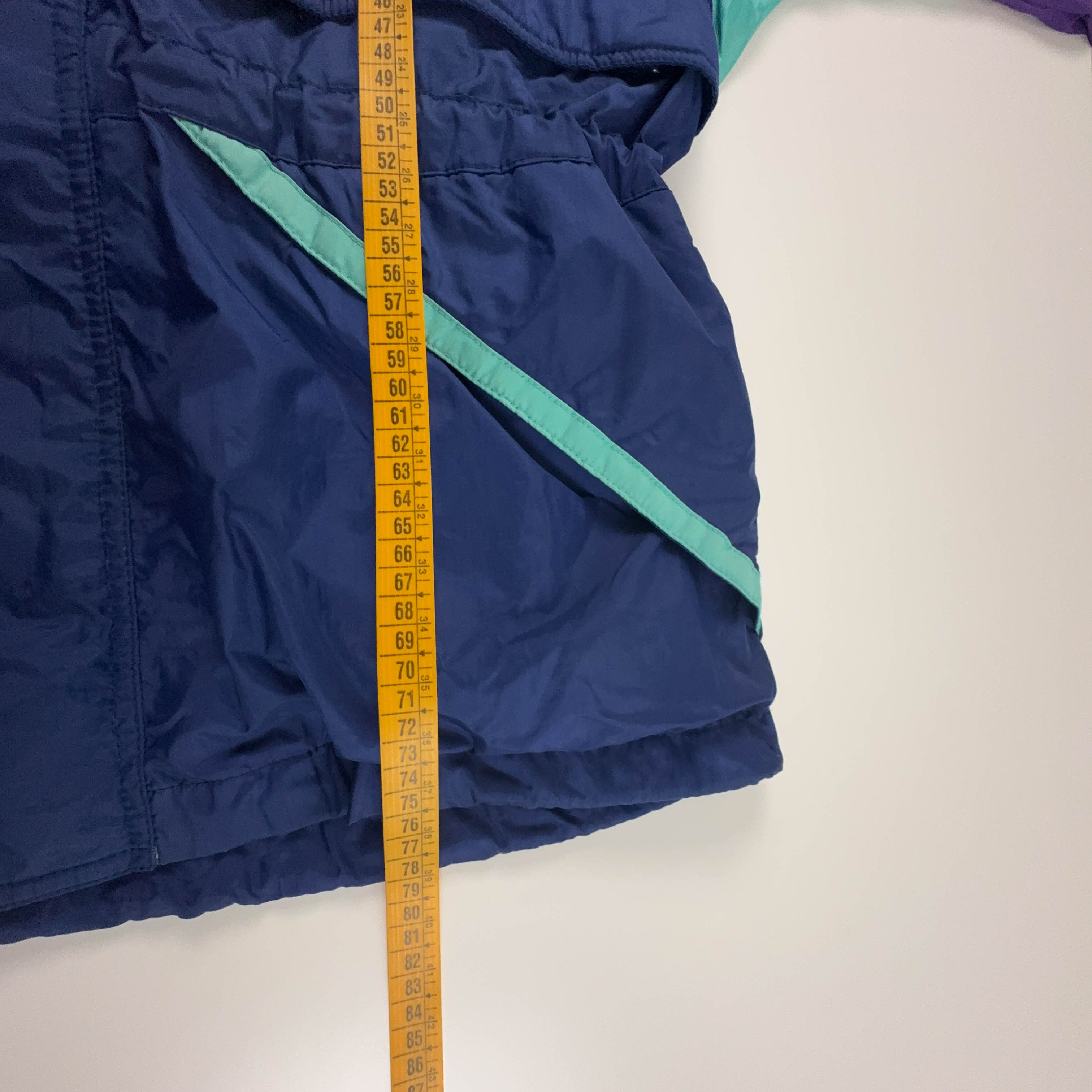 Giacca a vento Vintage viola e blu con zip e cappuccio anni 80 90 - Taglia M uomo