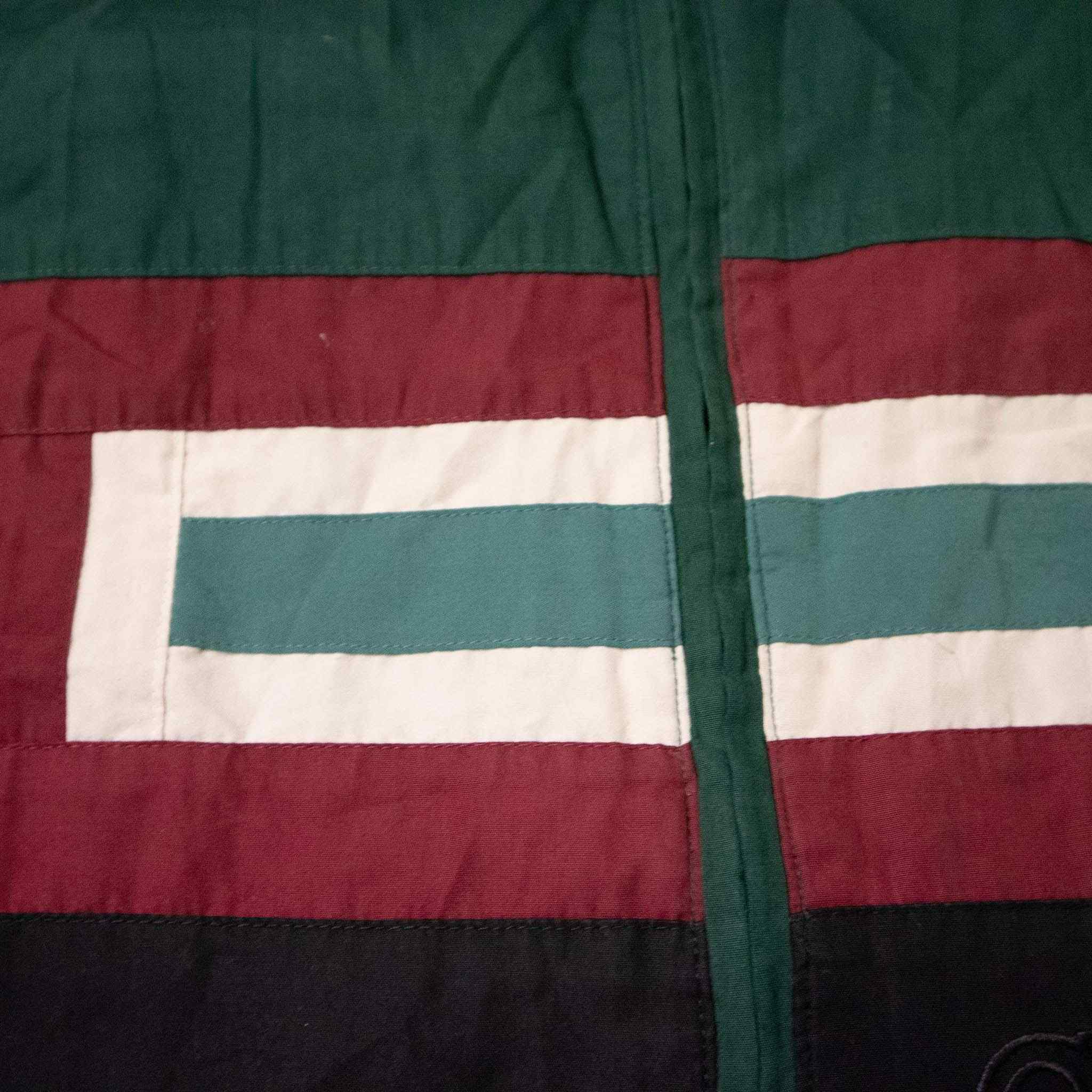 Giacca a vento Adidas Vintage nera e verde con zip e fantasia anni 90 - Taglia D9 F198 uomo