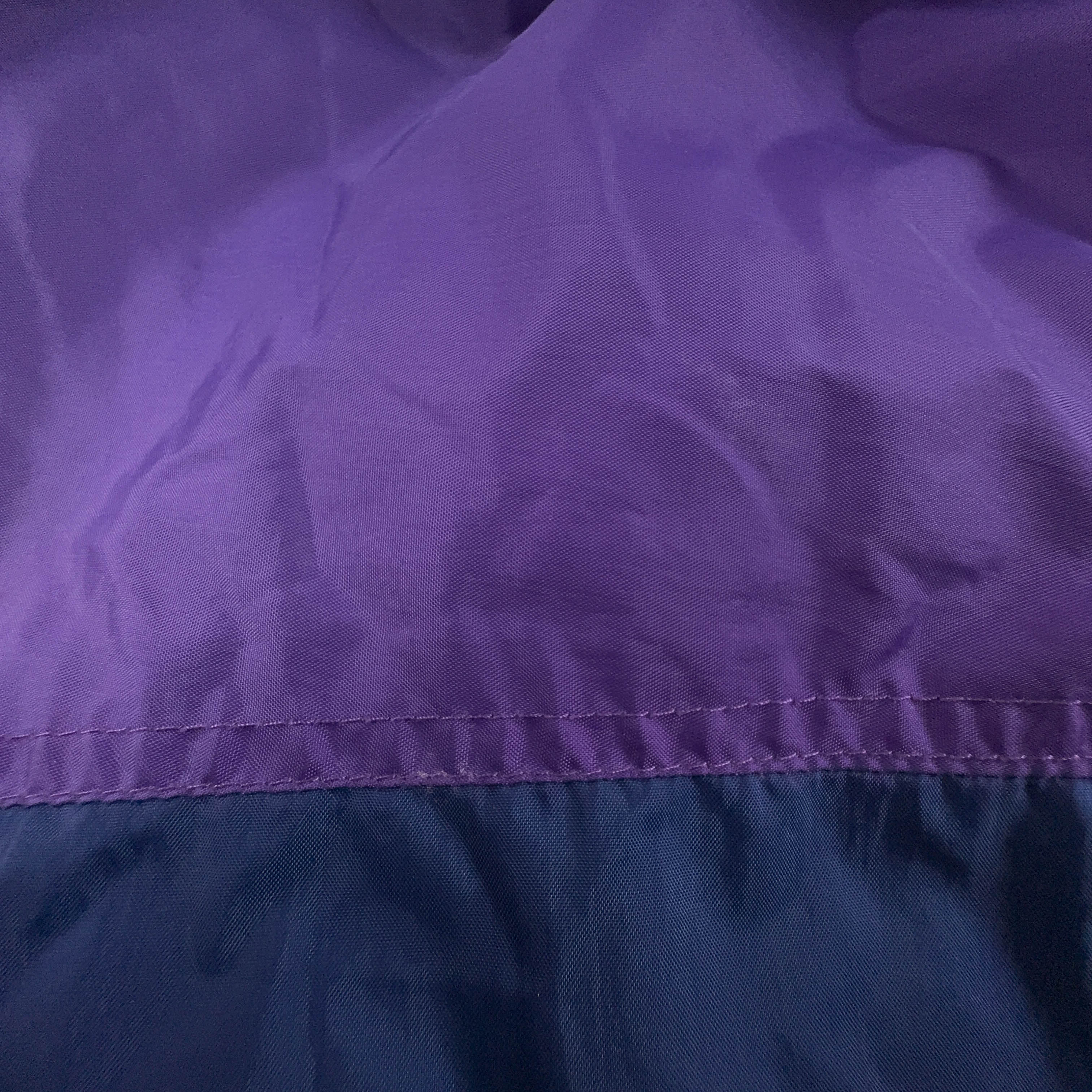 Giacca a vento Vintage viola e blu con zip e cappuccio anni 80 90 - Taglia M uomo